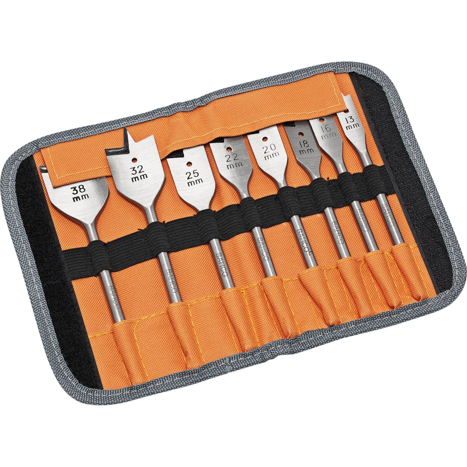 Bahco 8 Piece Flat Bit Set 13 - 38mm In Roll Wallet