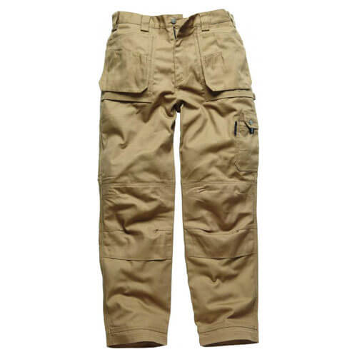 Dickies Mens Eisenhower Multi Pocket Work Trousers Khaki 30&quot Waist 34&quot Leg