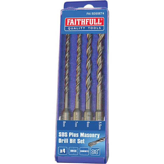 Faithfull 4 Piece SDS Plus Drill Bit Set 5.5 - 8mm