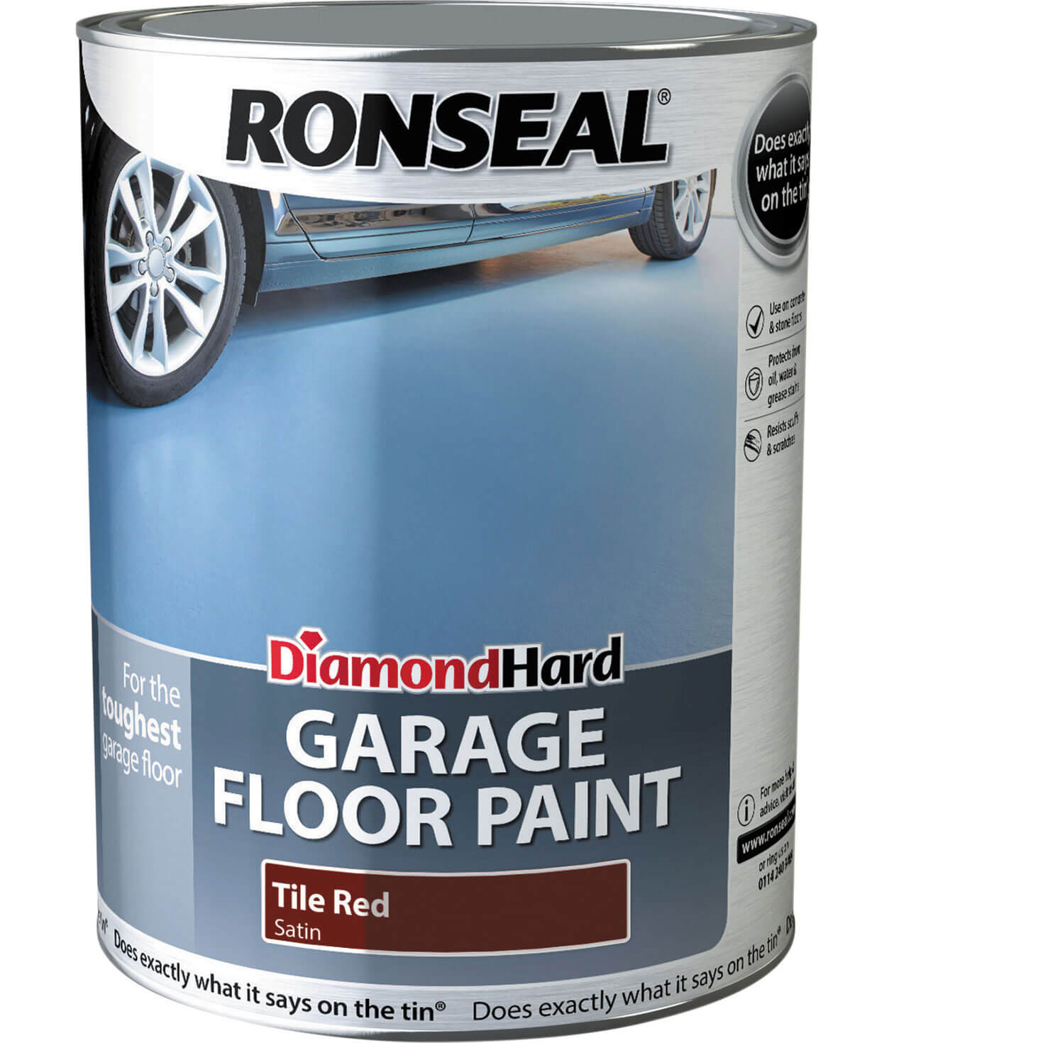 Ronseal Diamond Hard Garage Floor Paint Tile Red 5 Litre