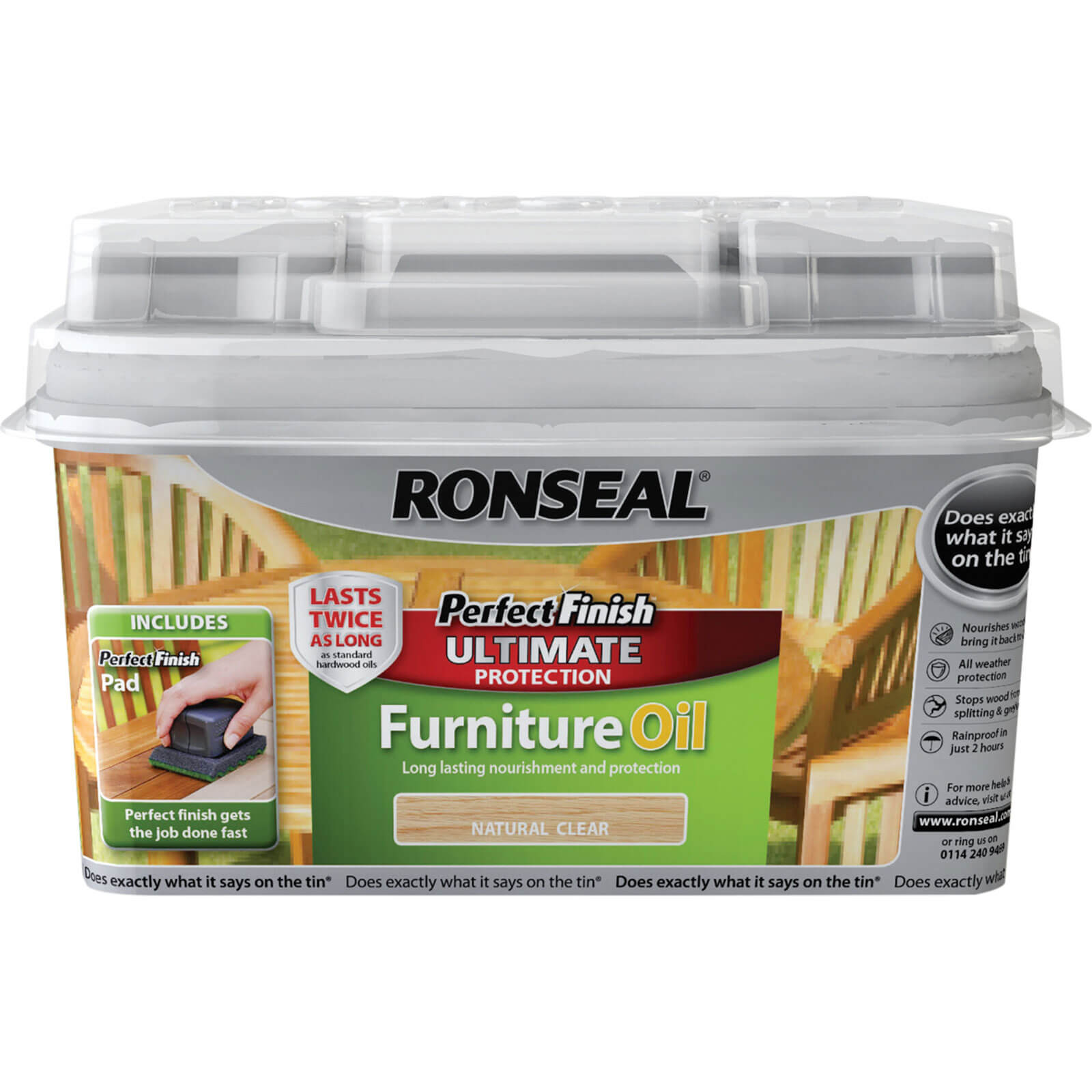 Ronseal Perfect Finish Hardwood Garden Furniture Oil Bteak 750ml