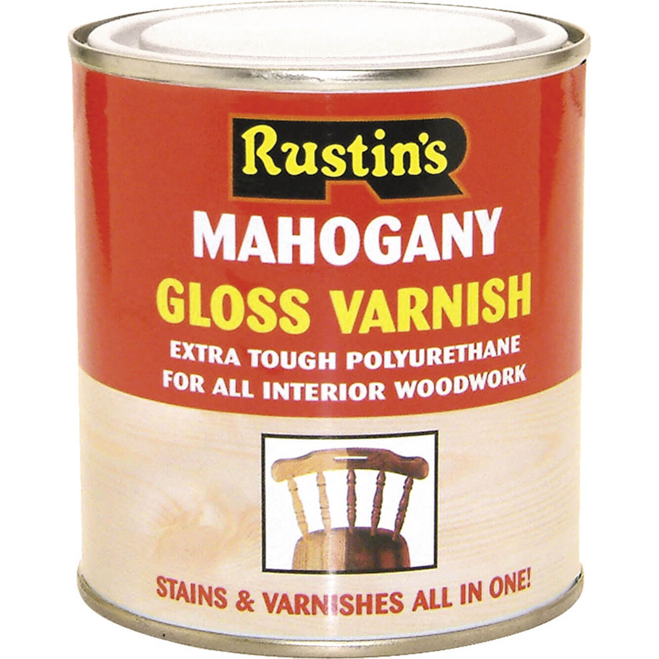 Rustins Polyurethane Varnish & Stain Gloss Teak 500ml