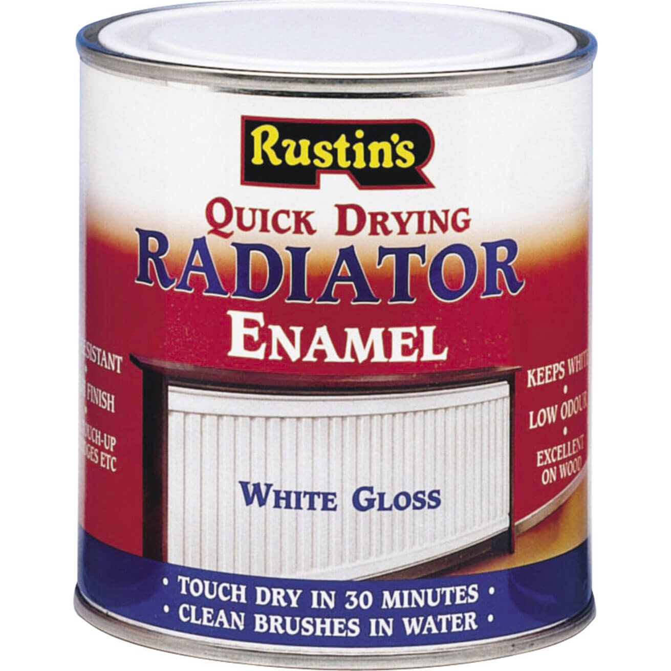 Rustins Quick Dry Radiator Enamel Paint Gloss White 500ml