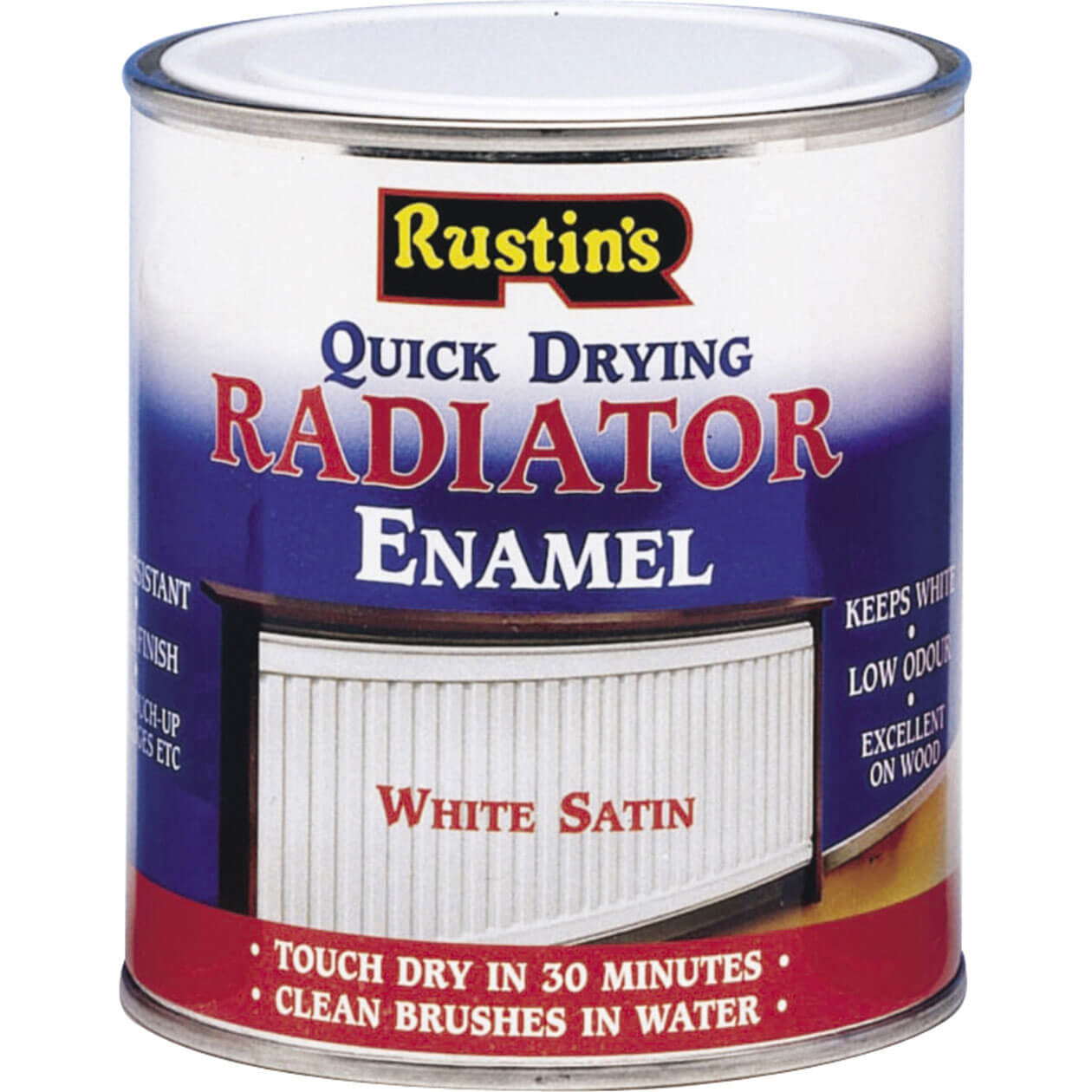 Rustins Quick Dry Radiator Enamel Paint Satin White 500ml