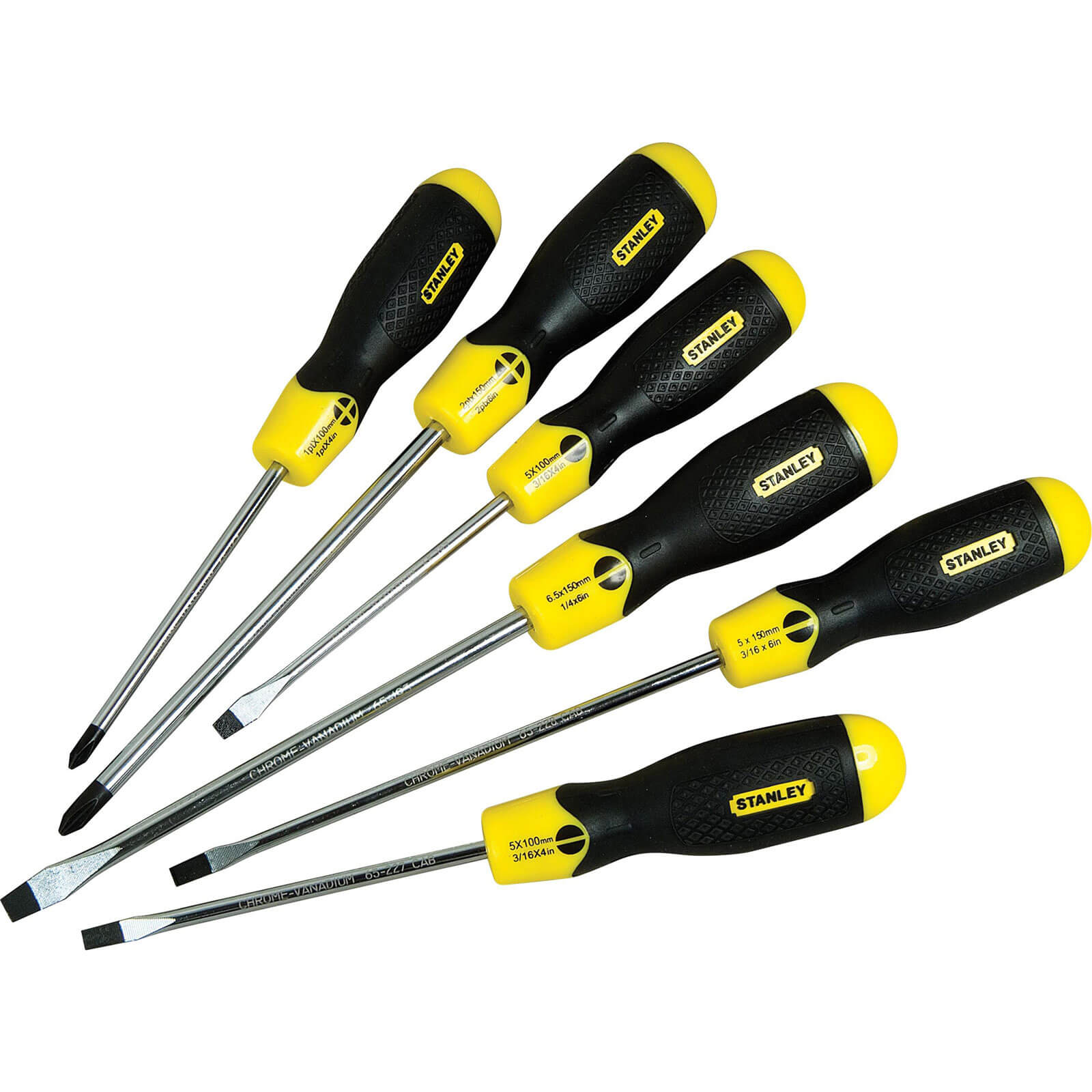 Stanley 6 Piece Cushion Grip Mixed Screwdriver Set