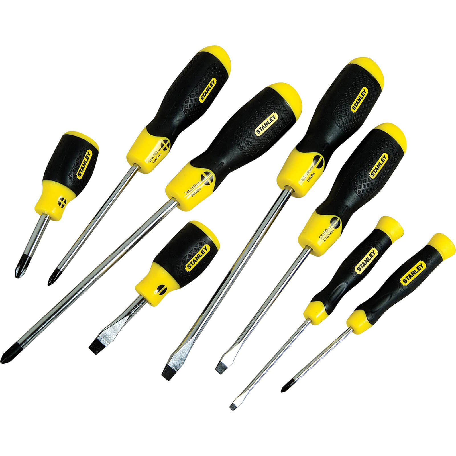 Stanley Cushion Grip 8 Piece Mixed Screwdriver Set Flared / Phillips