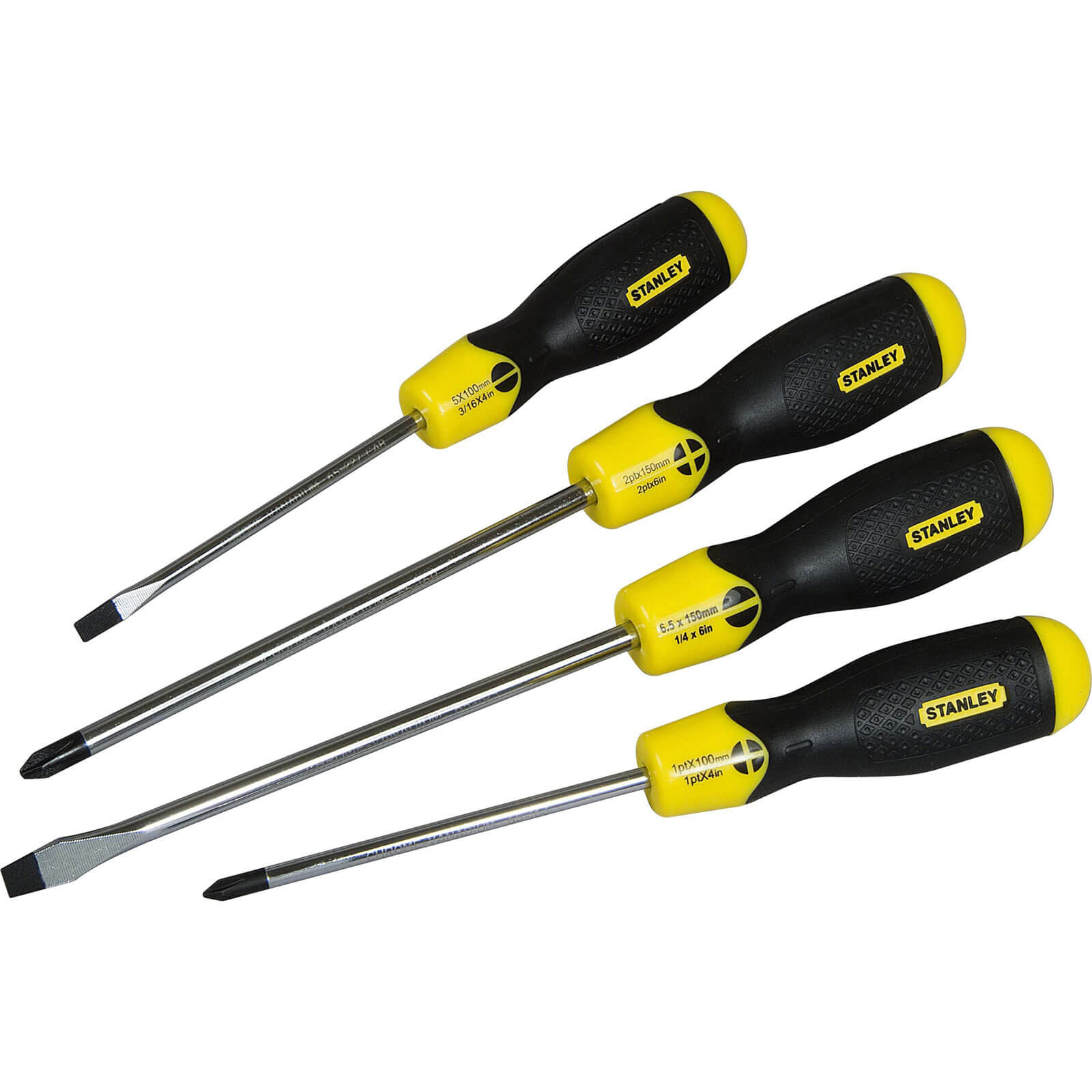 Stanley Cushion Grip 4 Piece Mixed Screwdriver Set Parallel / Flared / Phillips