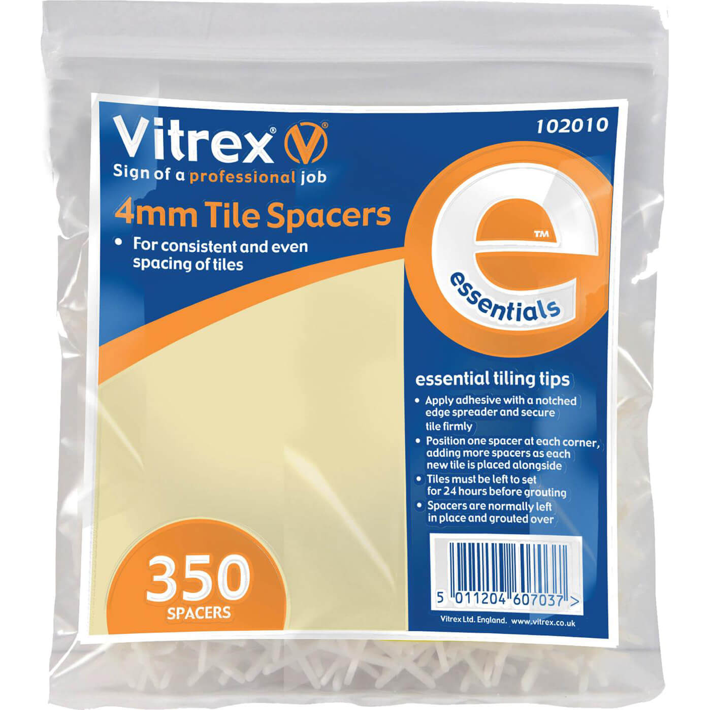 Vitrex Essential Tile Spacers 4mm Pack of 350