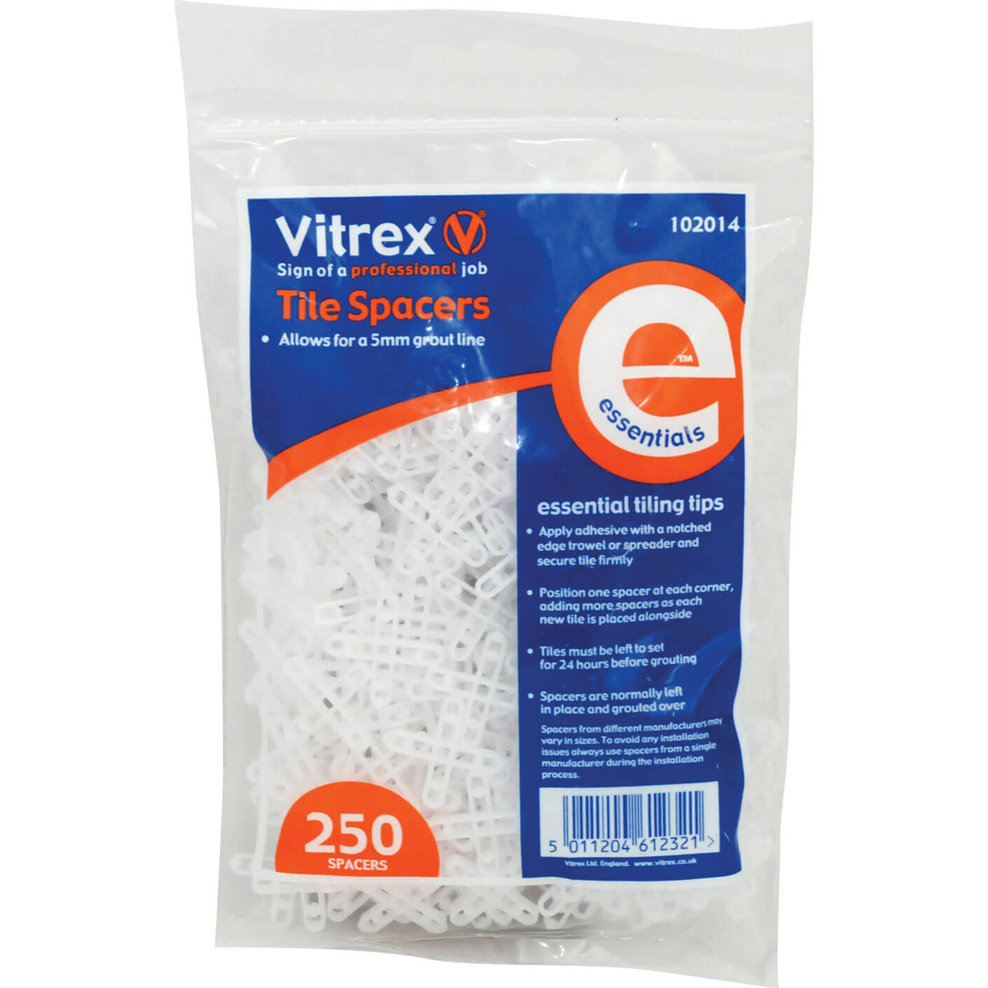 Vitrex Essential Tile Spacers 5mm Pack of 250