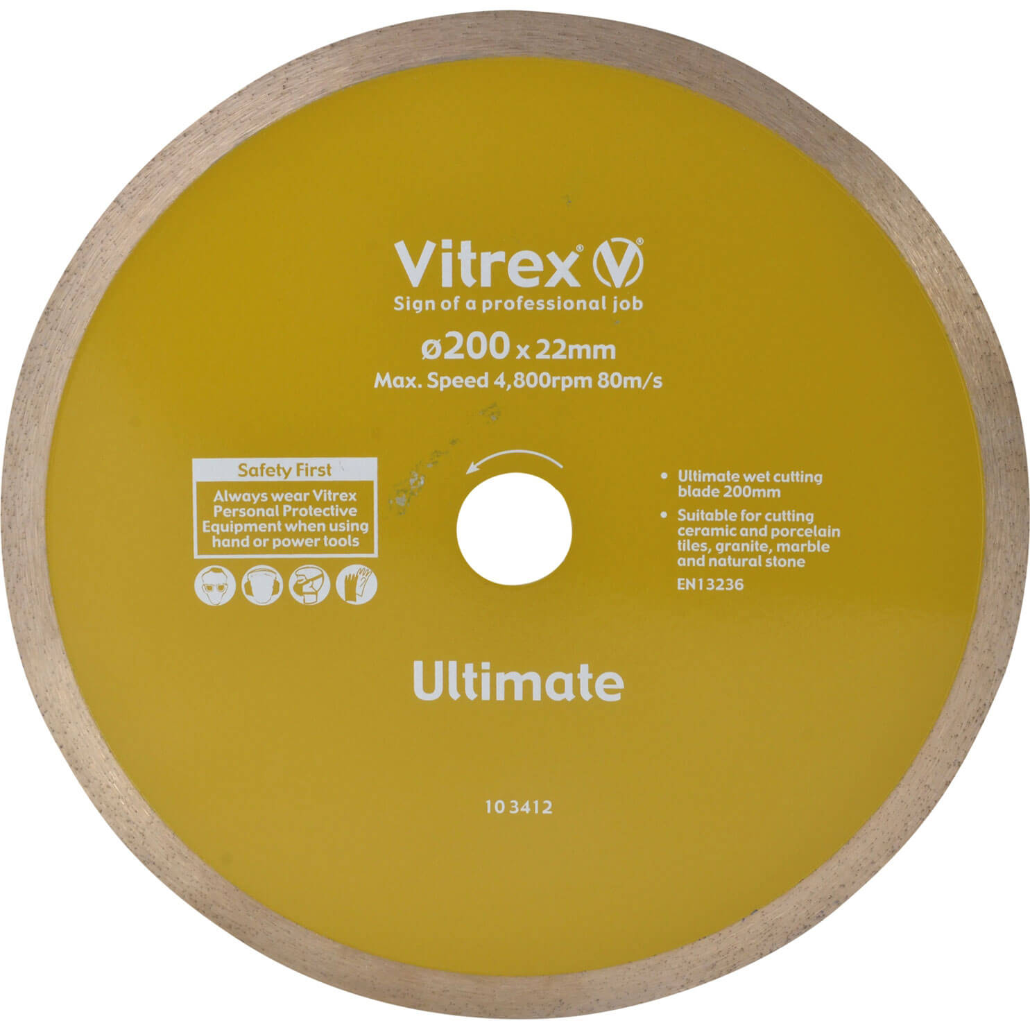 Vitrex 200mm Ultimate Diamond Blade For Wet Bridge Tile Saw