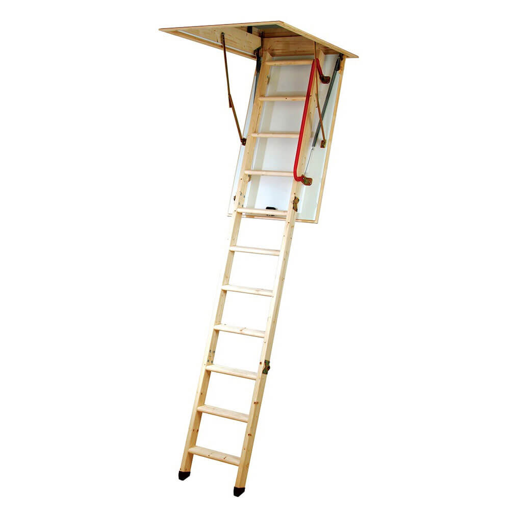 Youngman Eco S Line Wooden 3 Section Folding Loft Ladder Extends 2.8 Metre