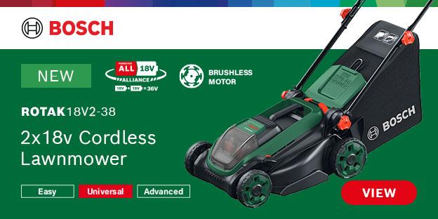 Bosch ROTAK 18V2-38 P4A 36v Cordless Brushless Lawnmower Bosch ROTAK 18V2-38 P4A 36v Cordless Brushless Lawnmower