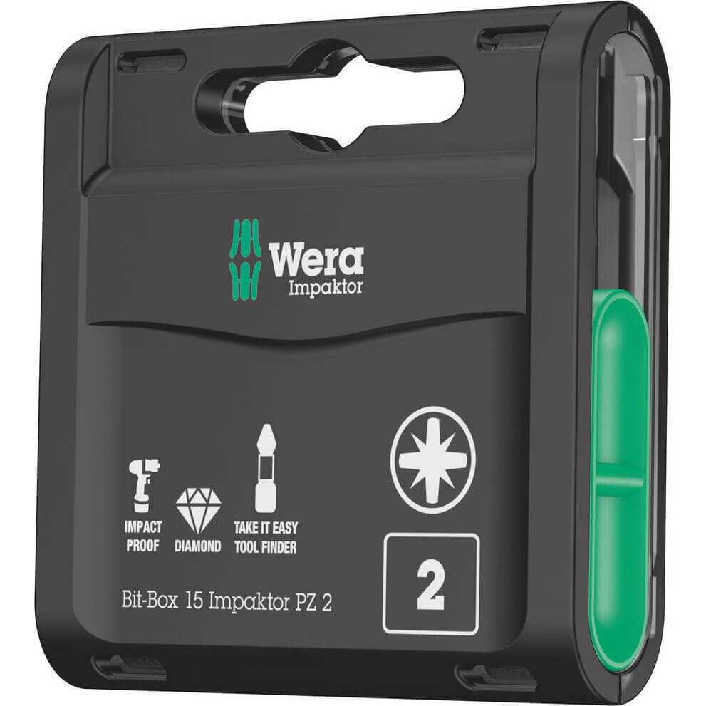 Photo of Wera Bit-box Pozi Impaktor Screwdriver Bits Pz2 25mm Pack Of 15