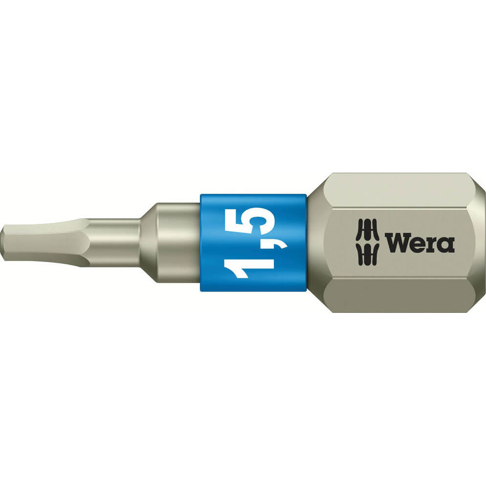 Photo of Wera Torsion Stainless Steel Hexagon Screwdriver Bit 1.5mm 25mm Pack Of 1