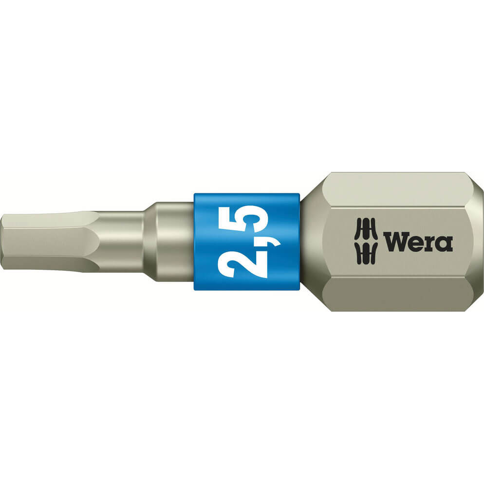 Photo of Wera Torsion Stainless Steel Hexagon Screwdriver Bit 2.5mm 25mm Pack Of 1