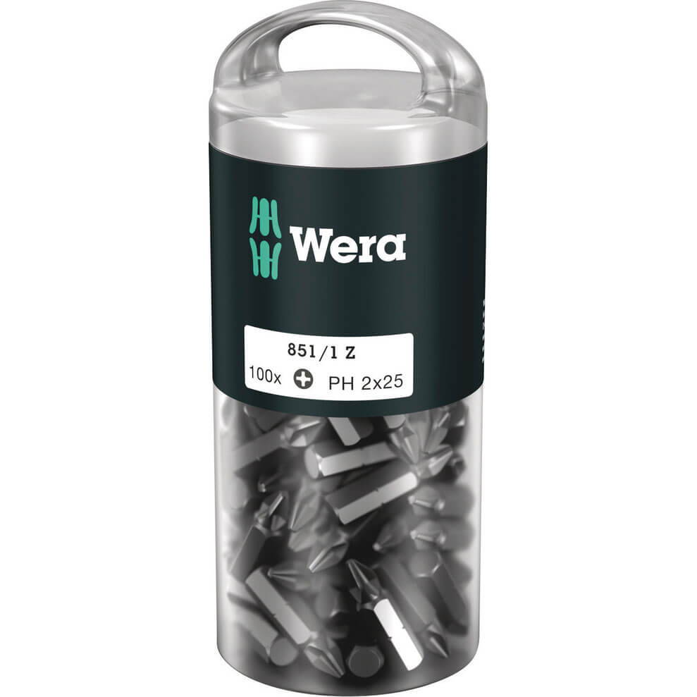 Photo of Wera 850/1z Extra Tough Phillips Screwdriver Bits Ph2 25mm Pack Of 100