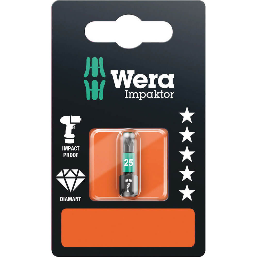 Photo of Wera Impaktor Torx Screwdriver Bits T25 25mm Pack Of 1