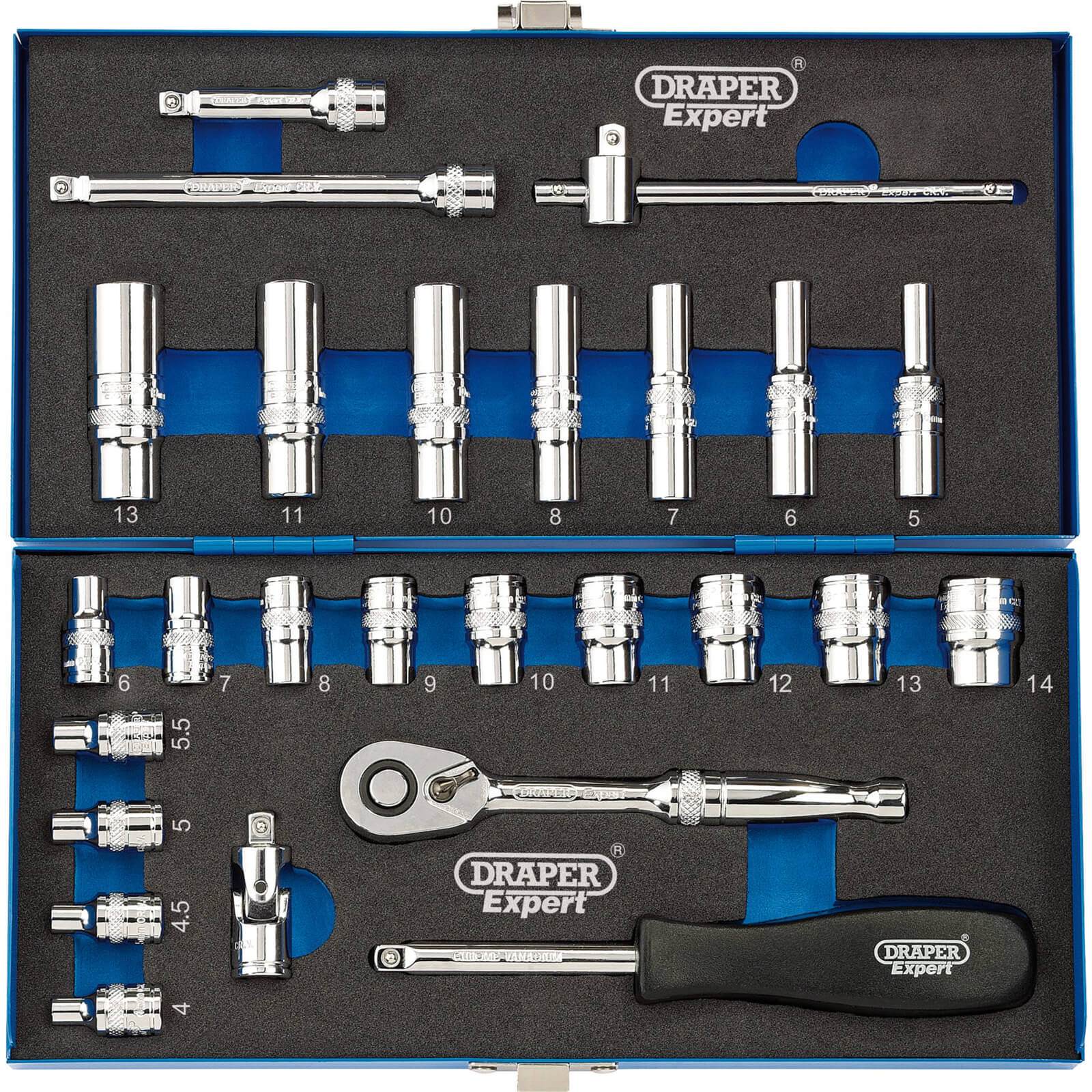 Draper Expert 26 Piece 1/4" Drive Socket Set Metric | Socket Sets