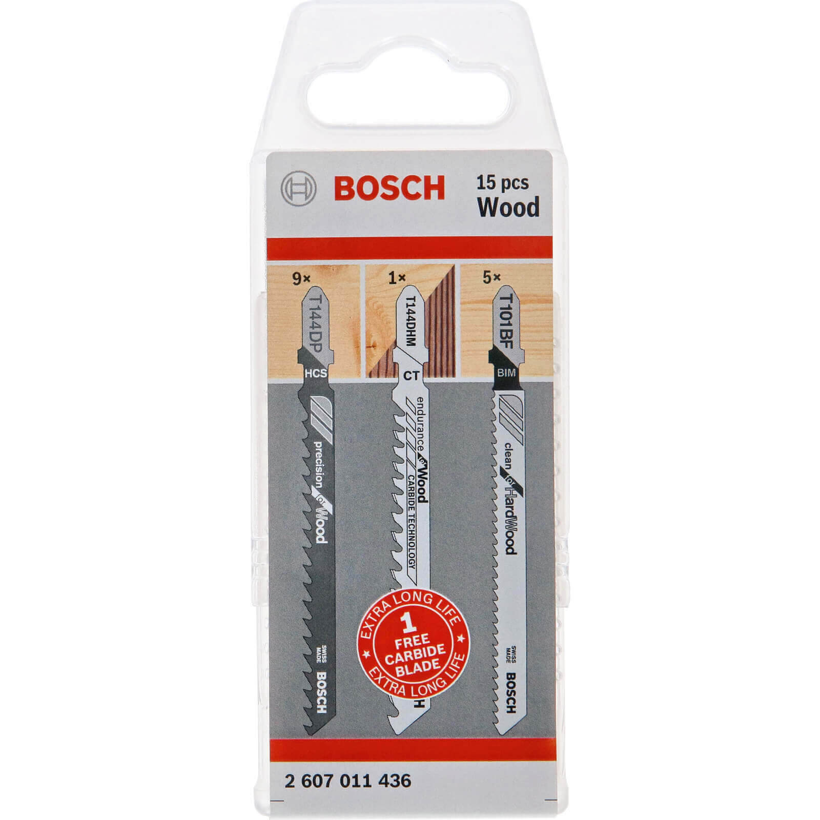 Photo of Bosch 15 Piece Assorted Wood Jigsaw Blades Set + Foc Carbide Blade