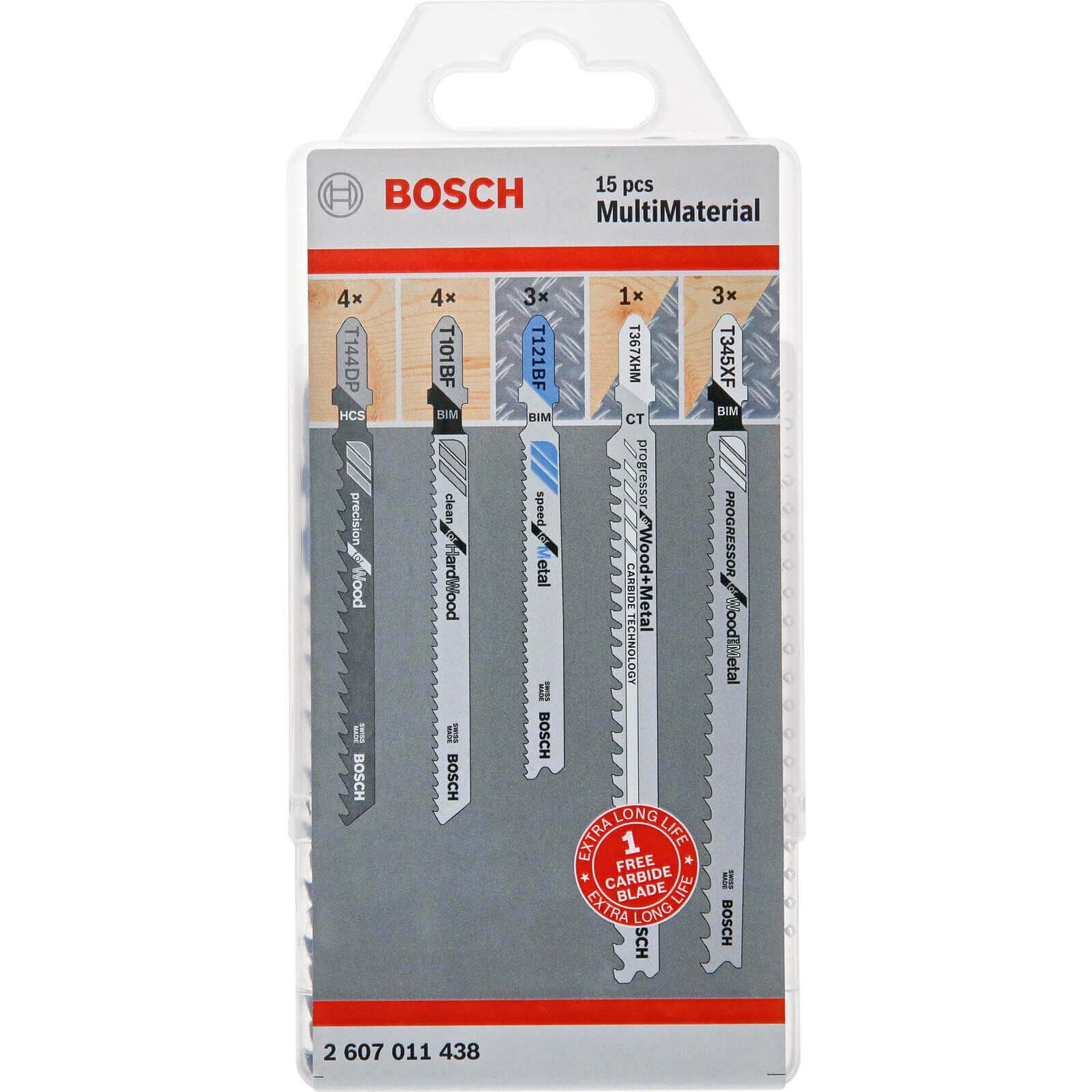 Photo of Bosch 15 Piece Assorted Multi Materia Jigsaw Blades Set + Foc Carbide Blade