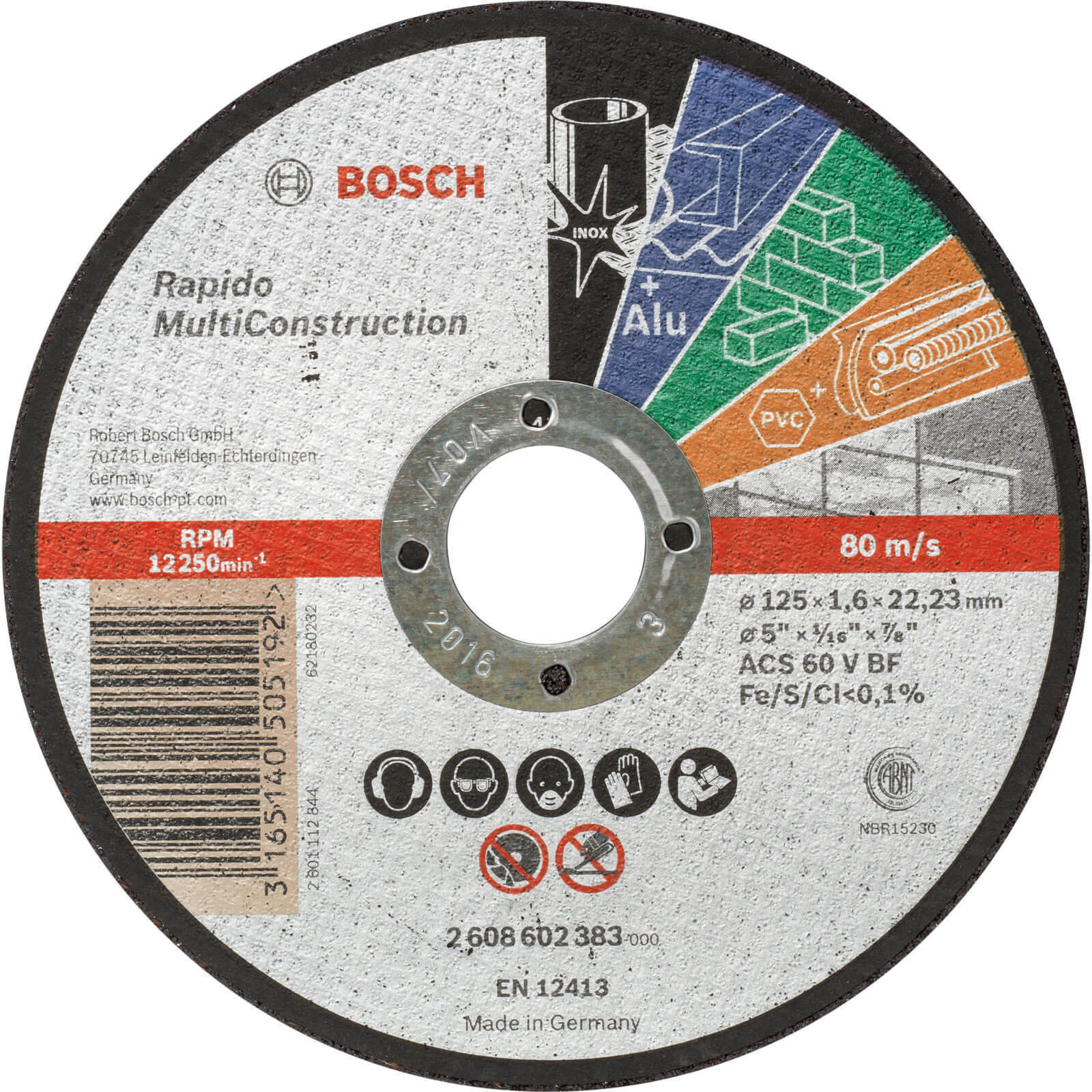 Photo of Bosch Rapido Multiconstruction Cutting Disc 125mm 1.6mm 22mm