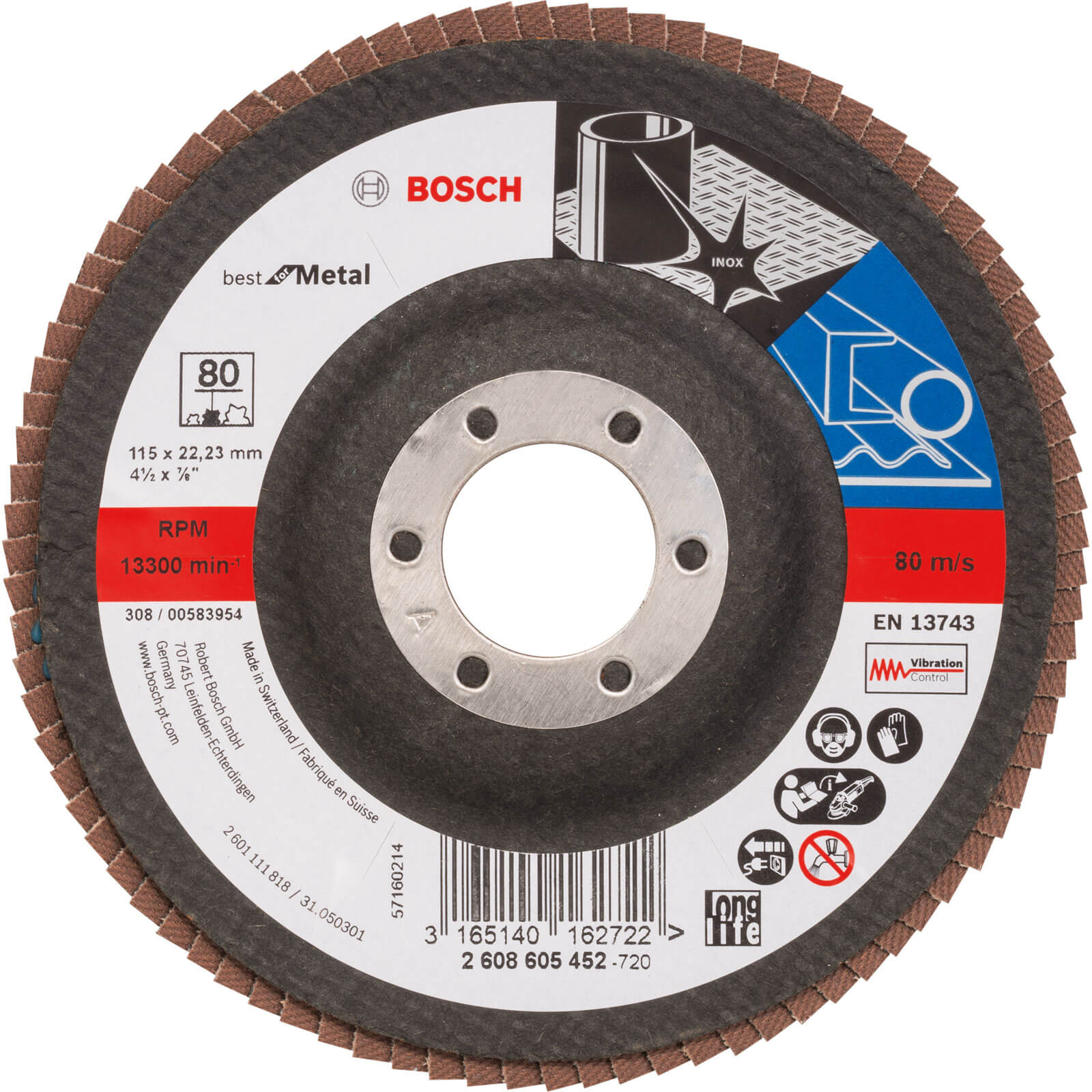 Photo of Bosch Zirconium Abrasive Flap Disc 115mm 80g