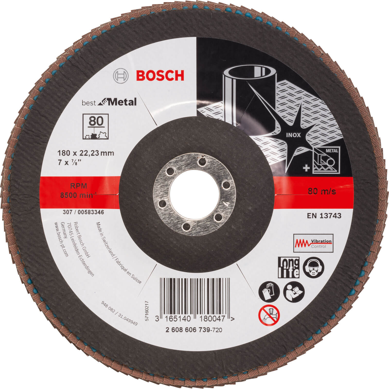 Photo of Bosch Zirconium Abrasive Flap Disc 180mm 80g