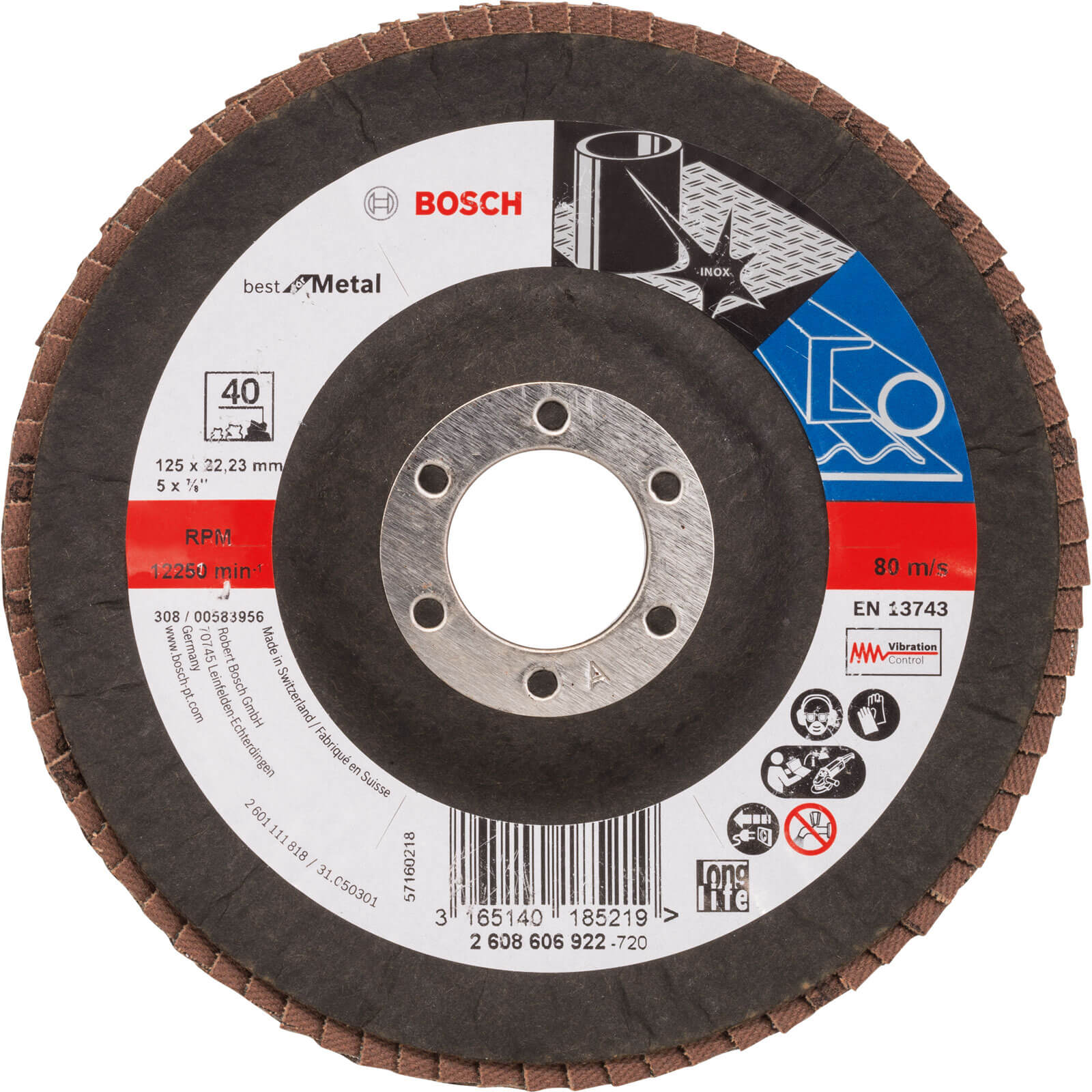 Photo of Bosch Zirconium Abrasive Flap Disc 125mm 40g