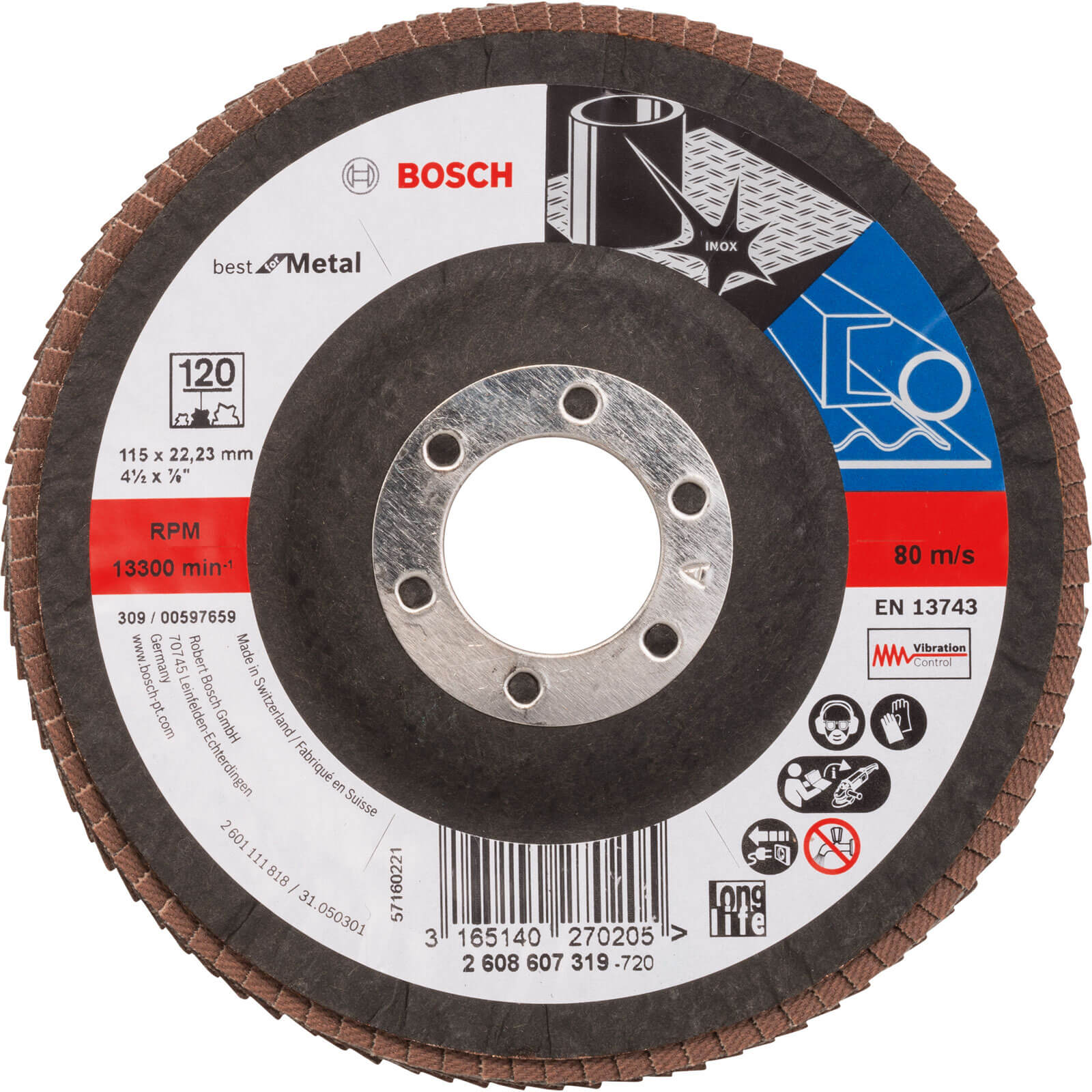 Photo of Bosch Zirconium Abrasive Flap Disc 115mm 120g