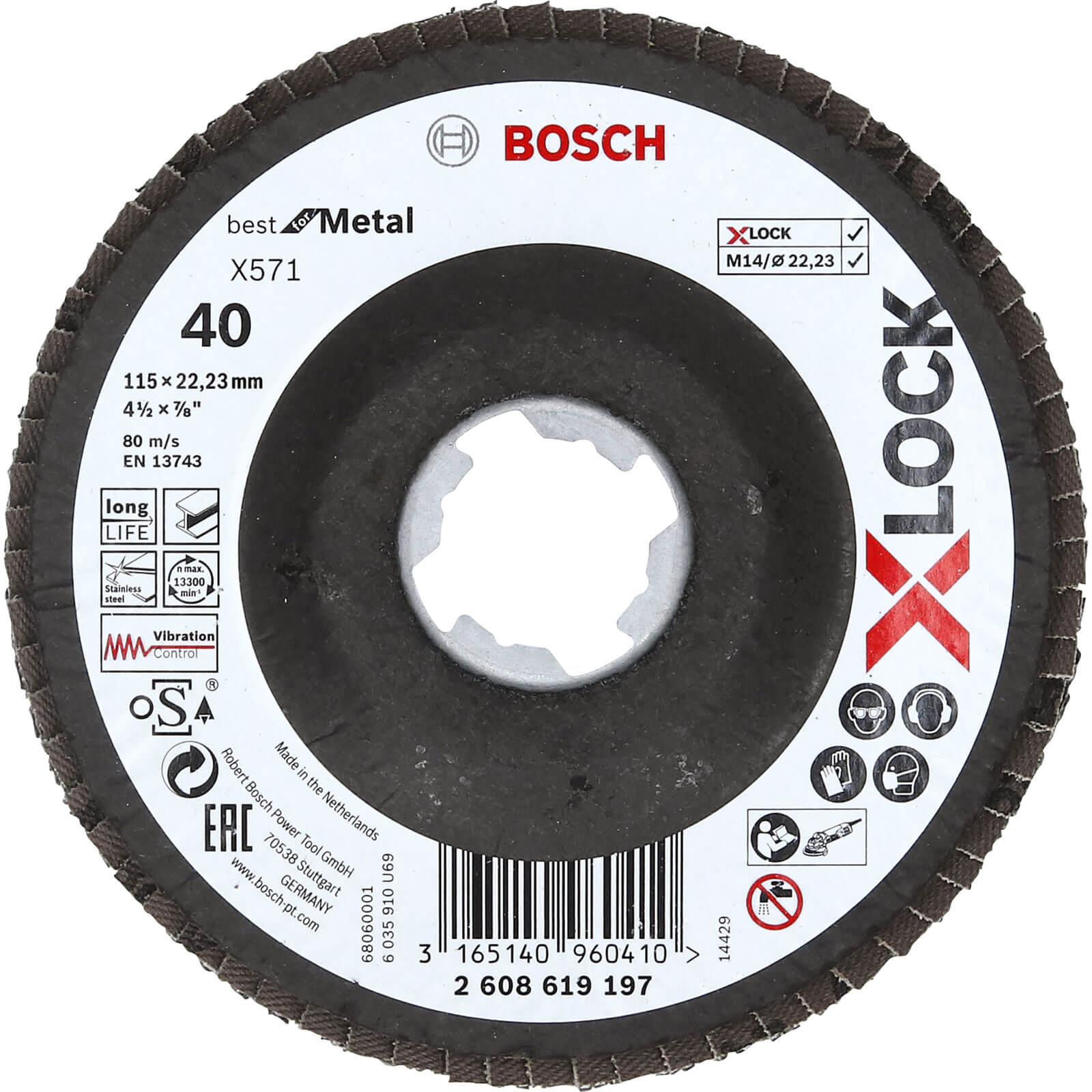 Photo of Bosch X Lock Zirconium Abrasive Flap Disc 115mm 40g Pack Of 1