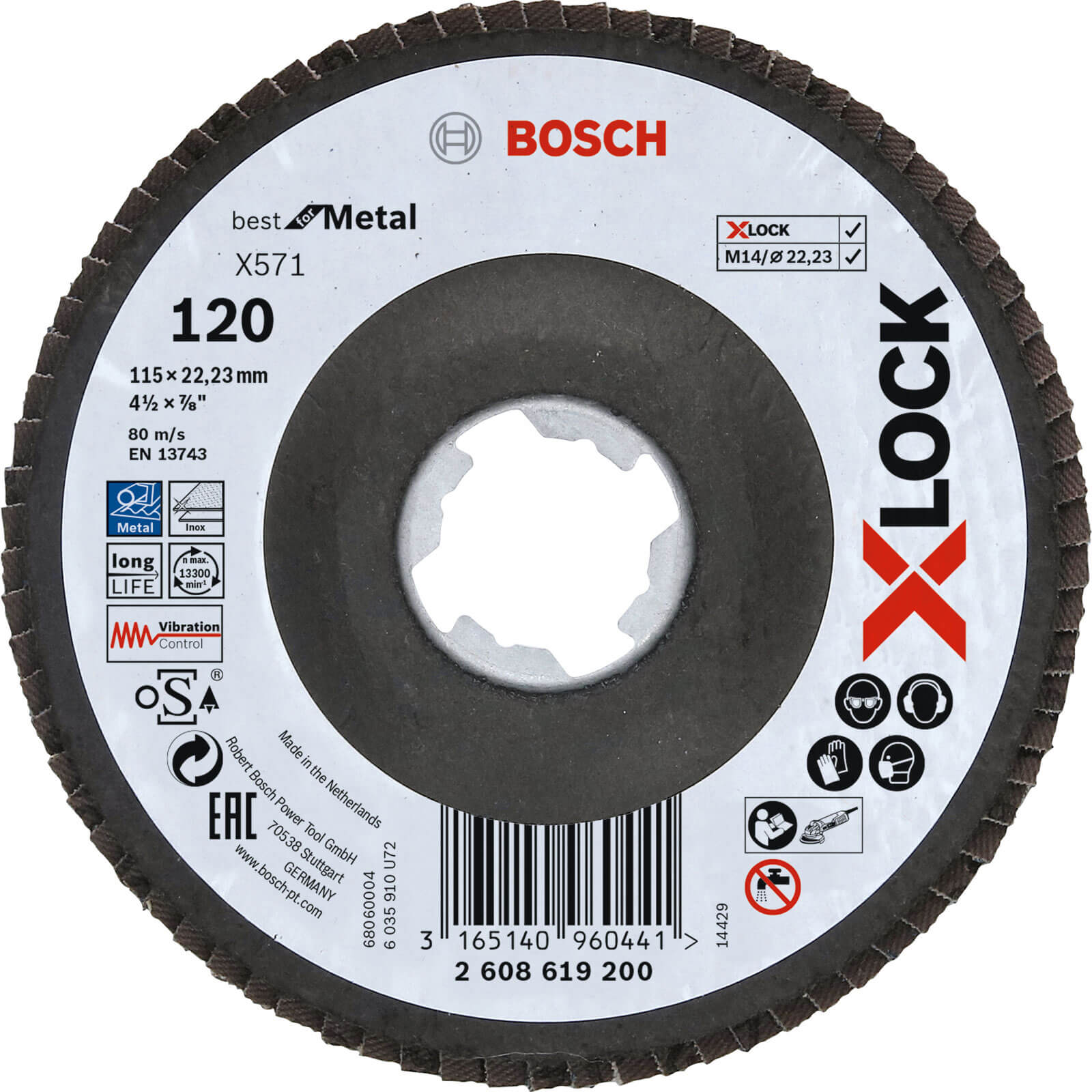 Photo of Bosch X Lock Zirconium Abrasive Flap Disc 115mm 120g Pack Of 1