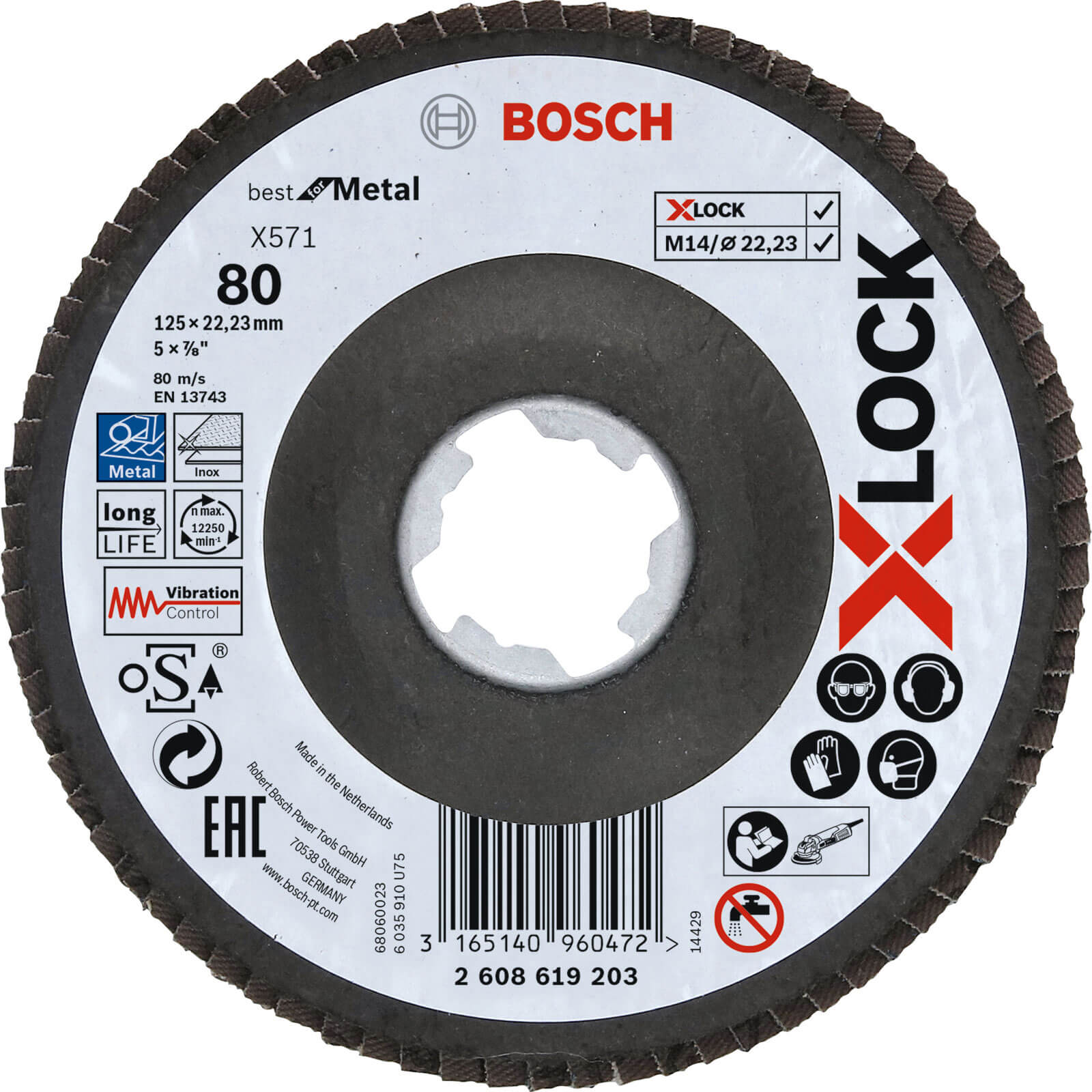 Photo of Bosch X Lock Zirconium Abrasive Flap Disc 125mm 80g Pack Of 1