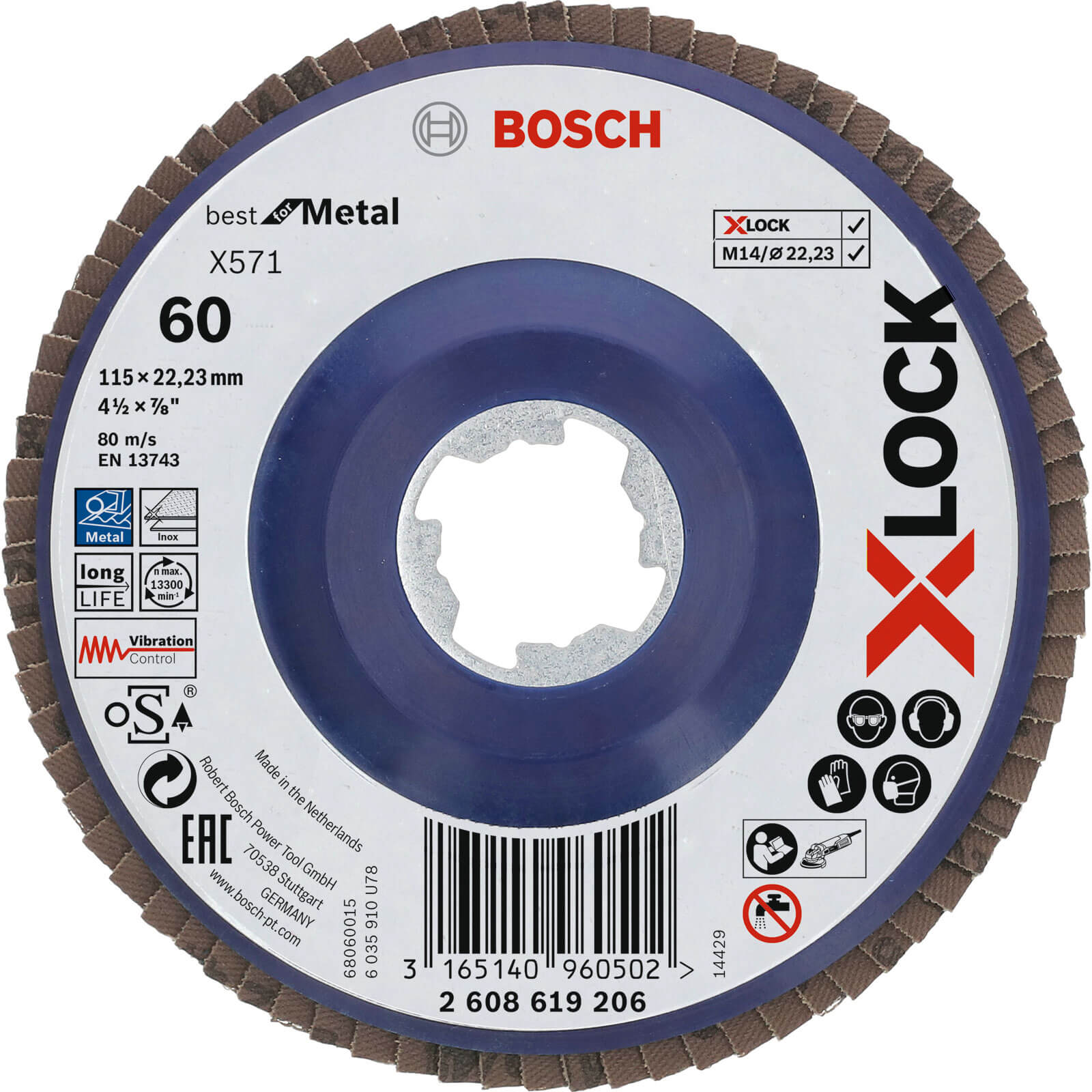 Photo of Bosch X Lock Zirconium Abrasive Straight Flap Disc 115mm 60g Pack Of 1