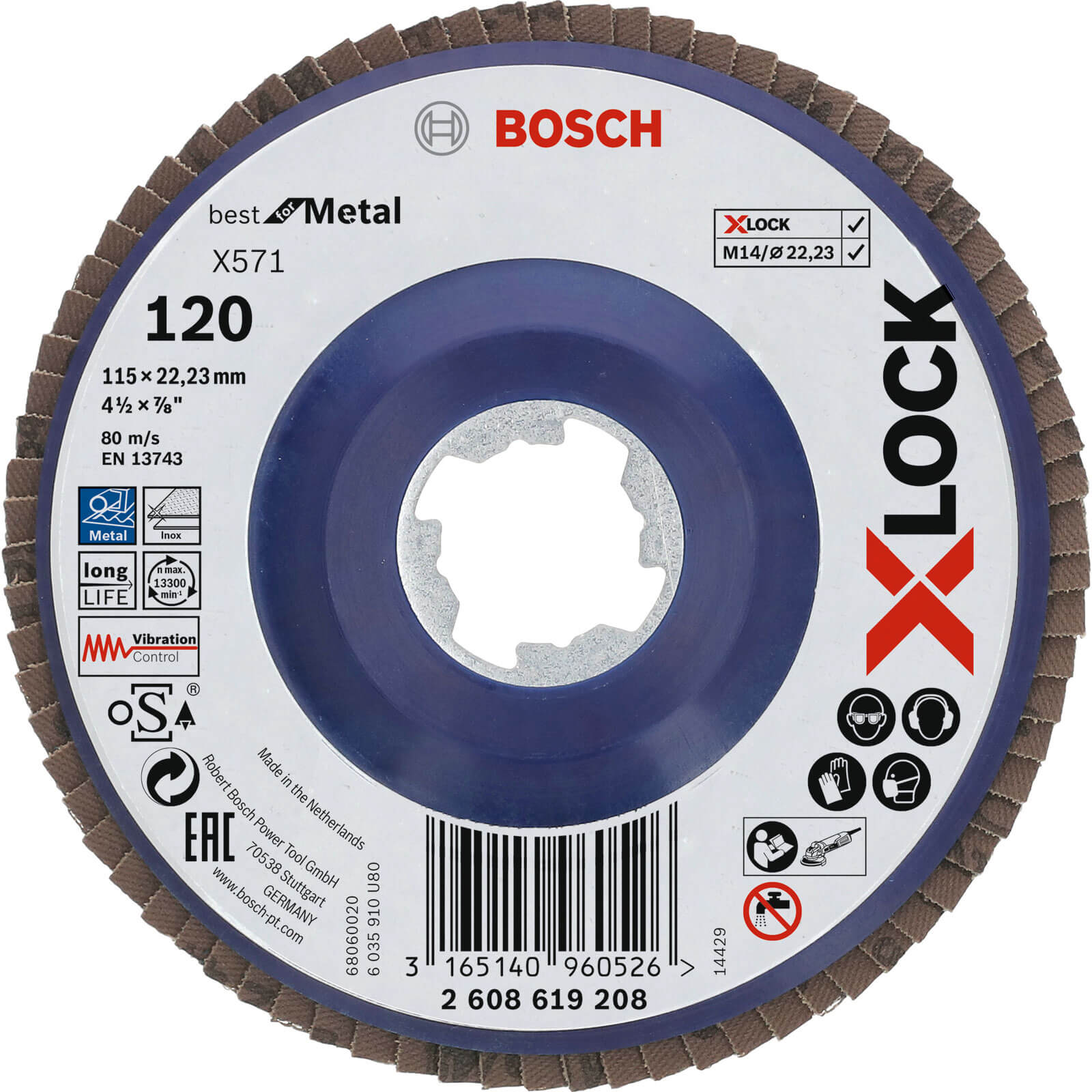 Photo of Bosch X Lock Zirconium Abrasive Straight Flap Disc 115mm 120g Pack Of 1