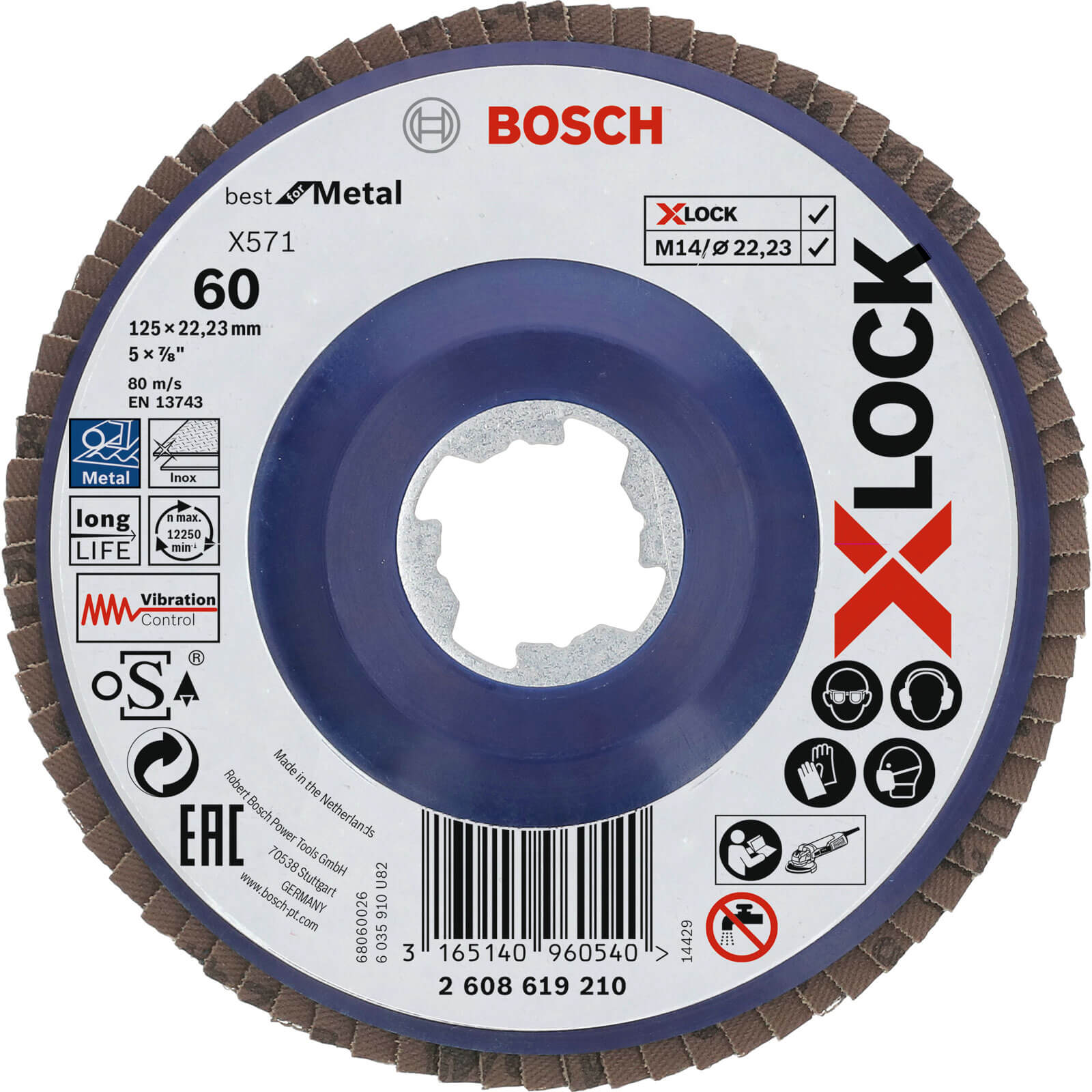 Photo of Bosch X Lock Zirconium Abrasive Straight Flap Disc 125mm 60g Pack Of 1