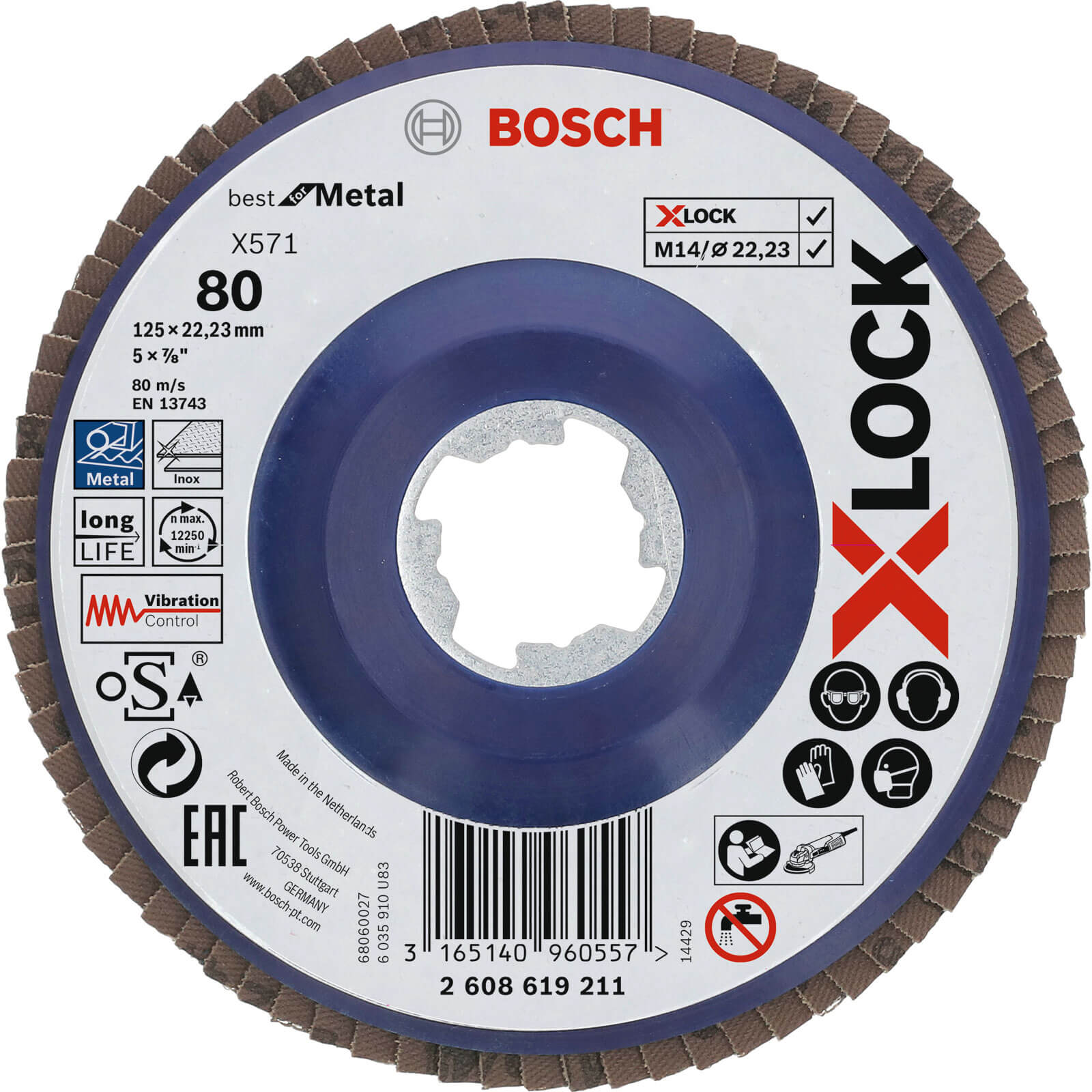 Photo of Bosch X Lock Zirconium Abrasive Straight Flap Disc 125mm 80g Pack Of 1