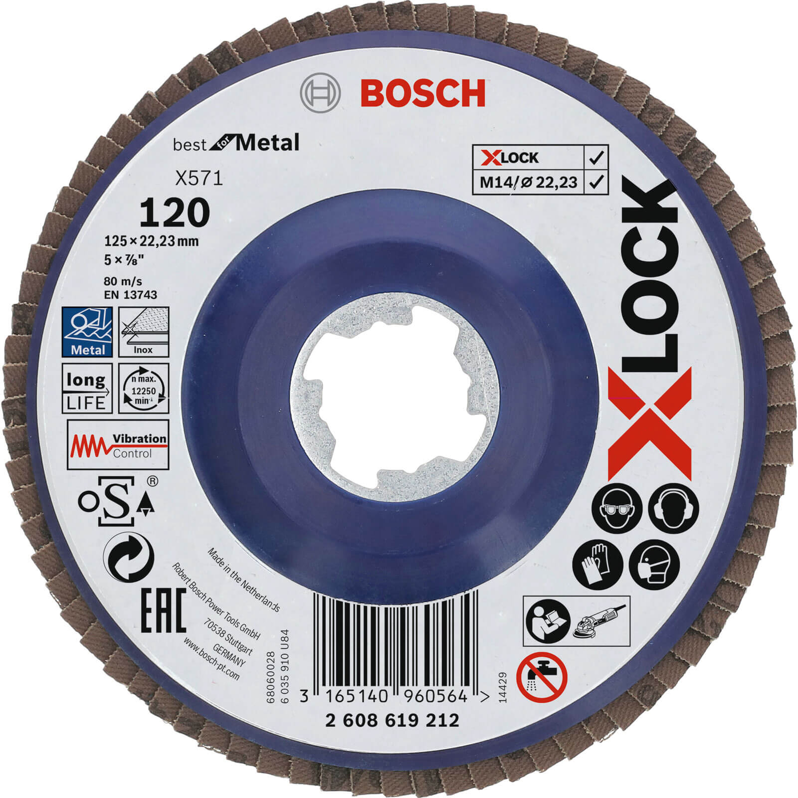Photo of Bosch X Lock Zirconium Abrasive Straight Flap Disc 125mm 120g Pack Of 1