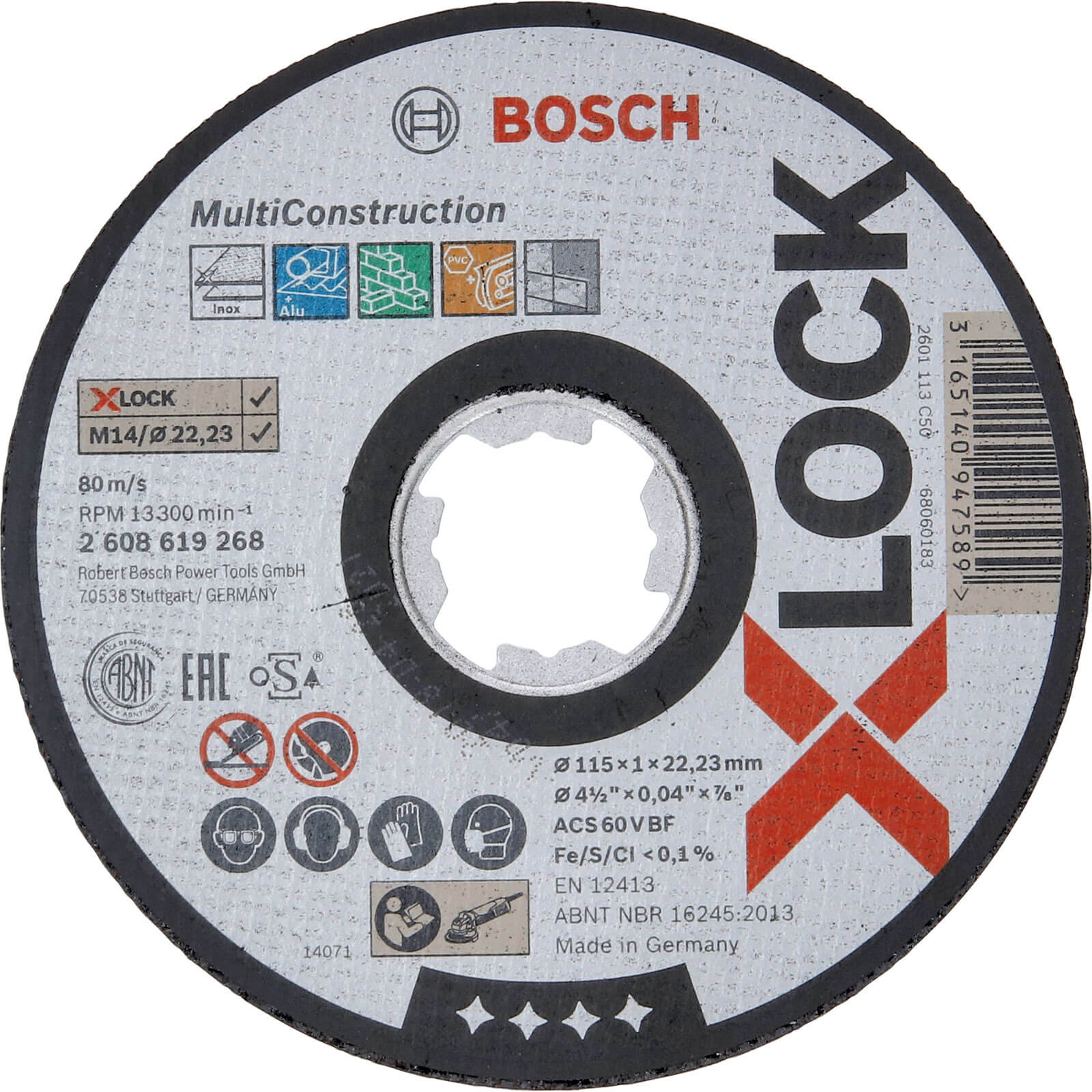 Photo of Bosch X Lock Multiconstruction Multi Material Cutting Disc 115mm 1mm 22mm