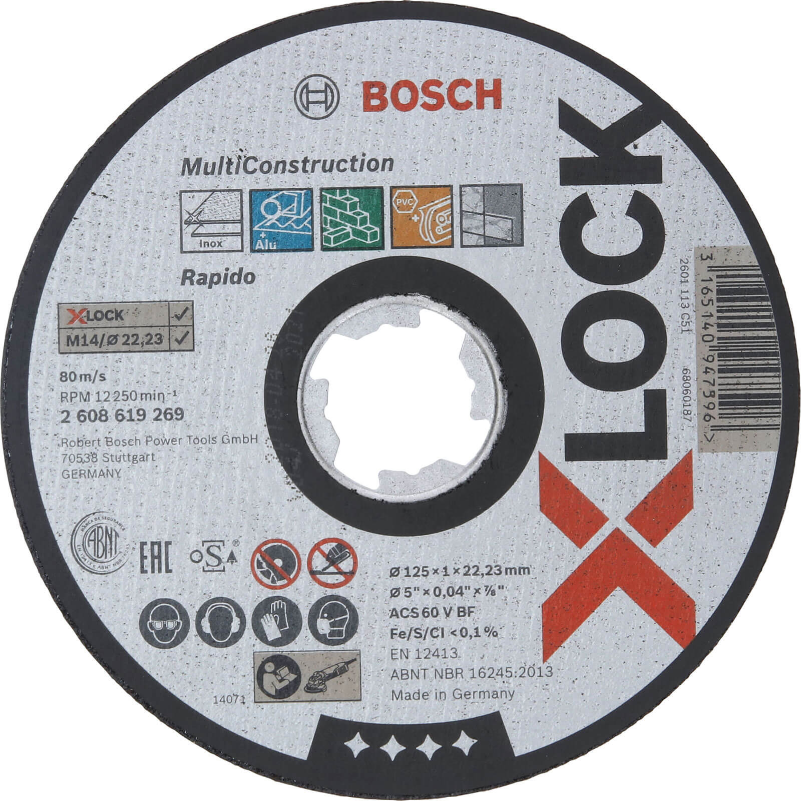Photo of Bosch X Lock Multiconstruction Multi Material Cutting Disc 125mm 1mm 22mm