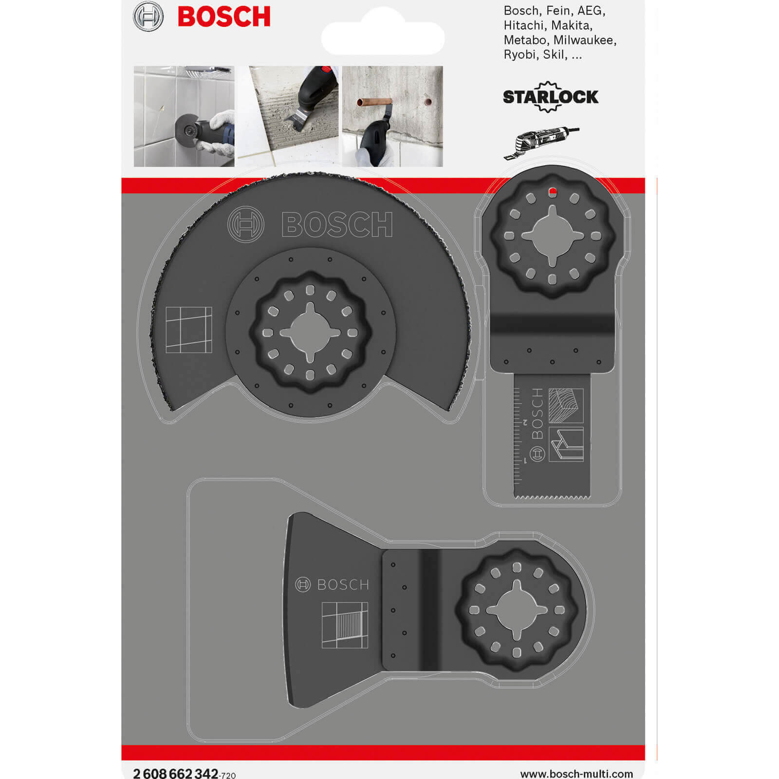 Photo of Bosch 3 Piece Tile Cutting Starlock Oscillating Multi Tool Blade Set