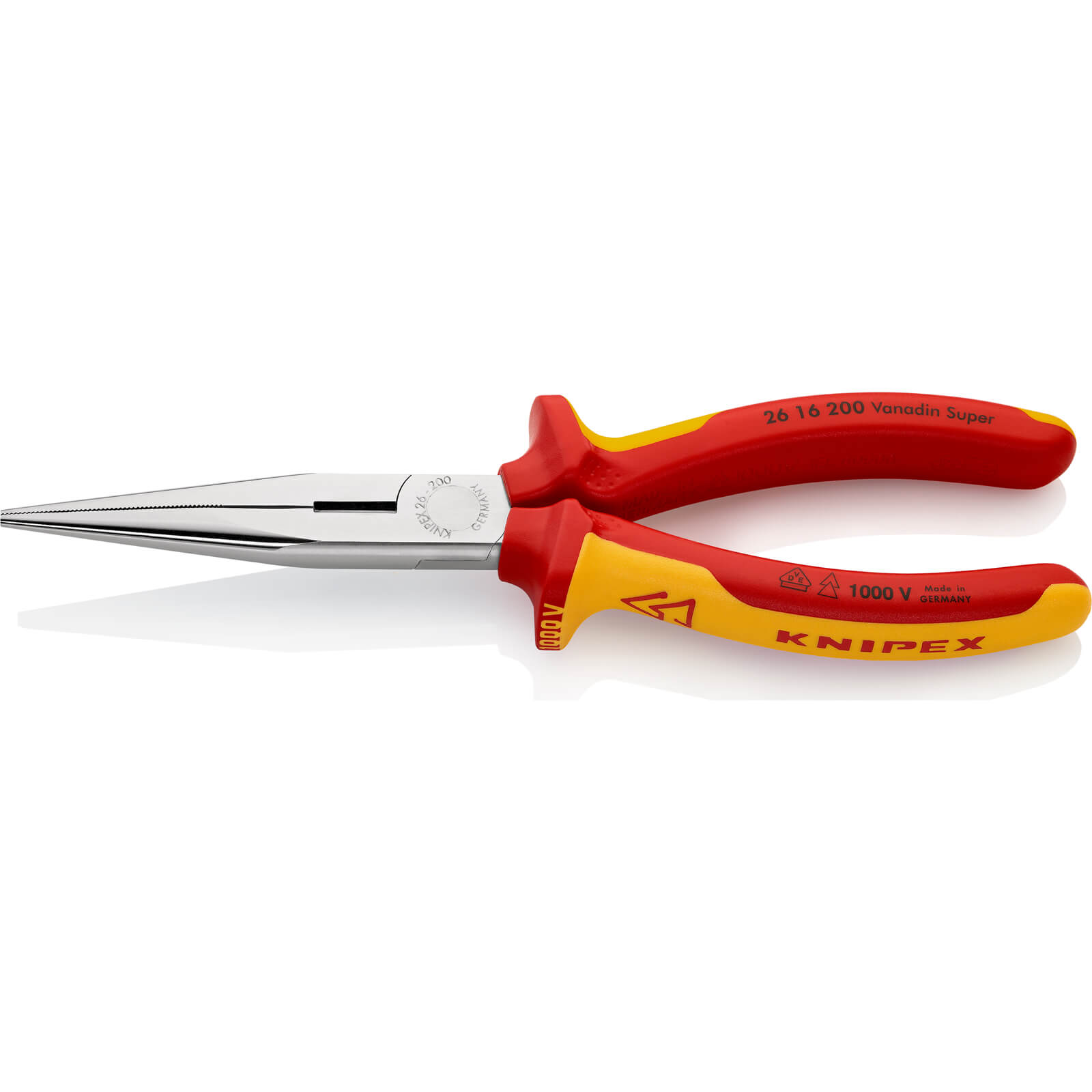 Photo of Knipex 26 16 Vde Insulated Long Nose Side Cutting Pliers 200mm