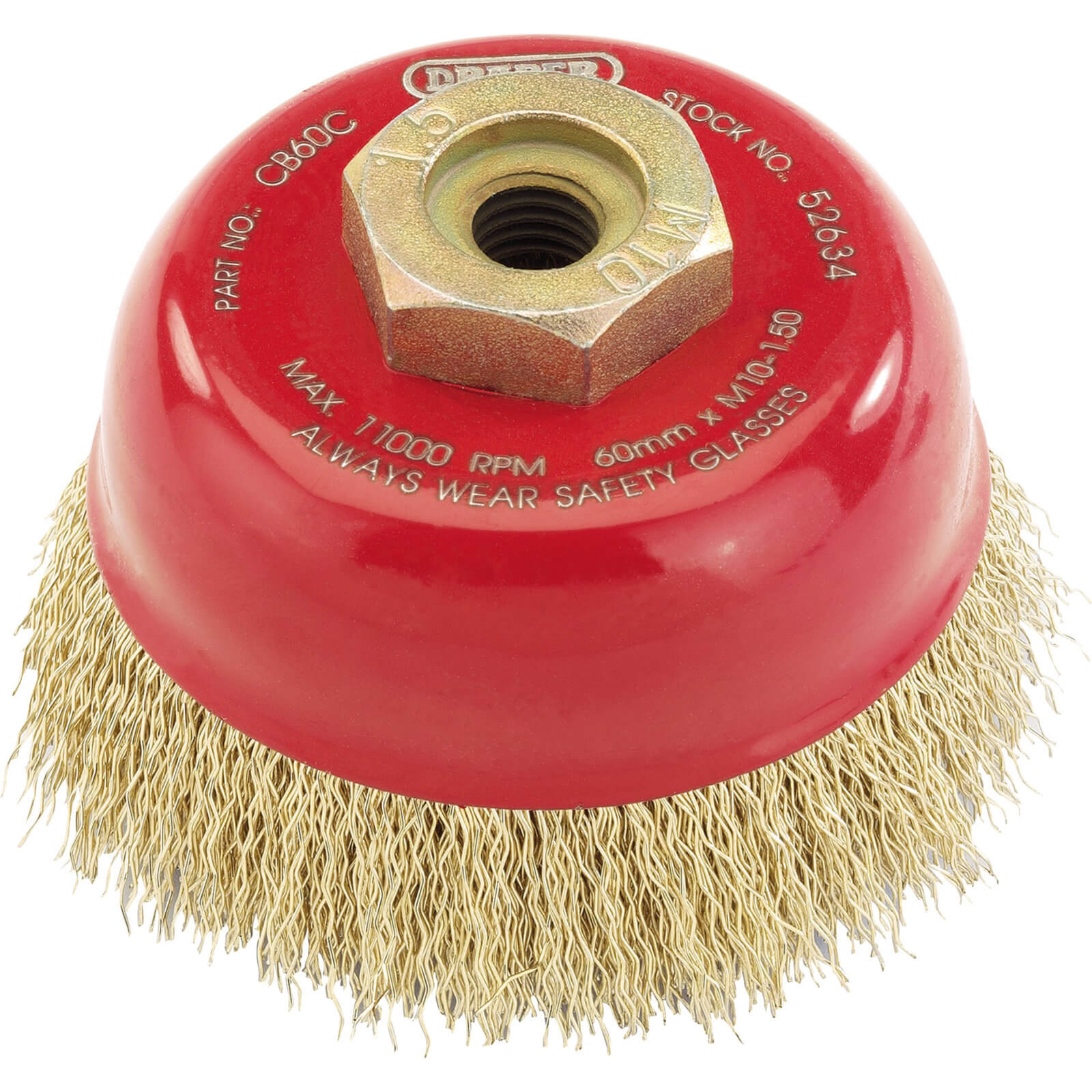 Photo of Draper Expert Brassed Steel Wire Cup Brush 60mm M10 X 1.5 Thread