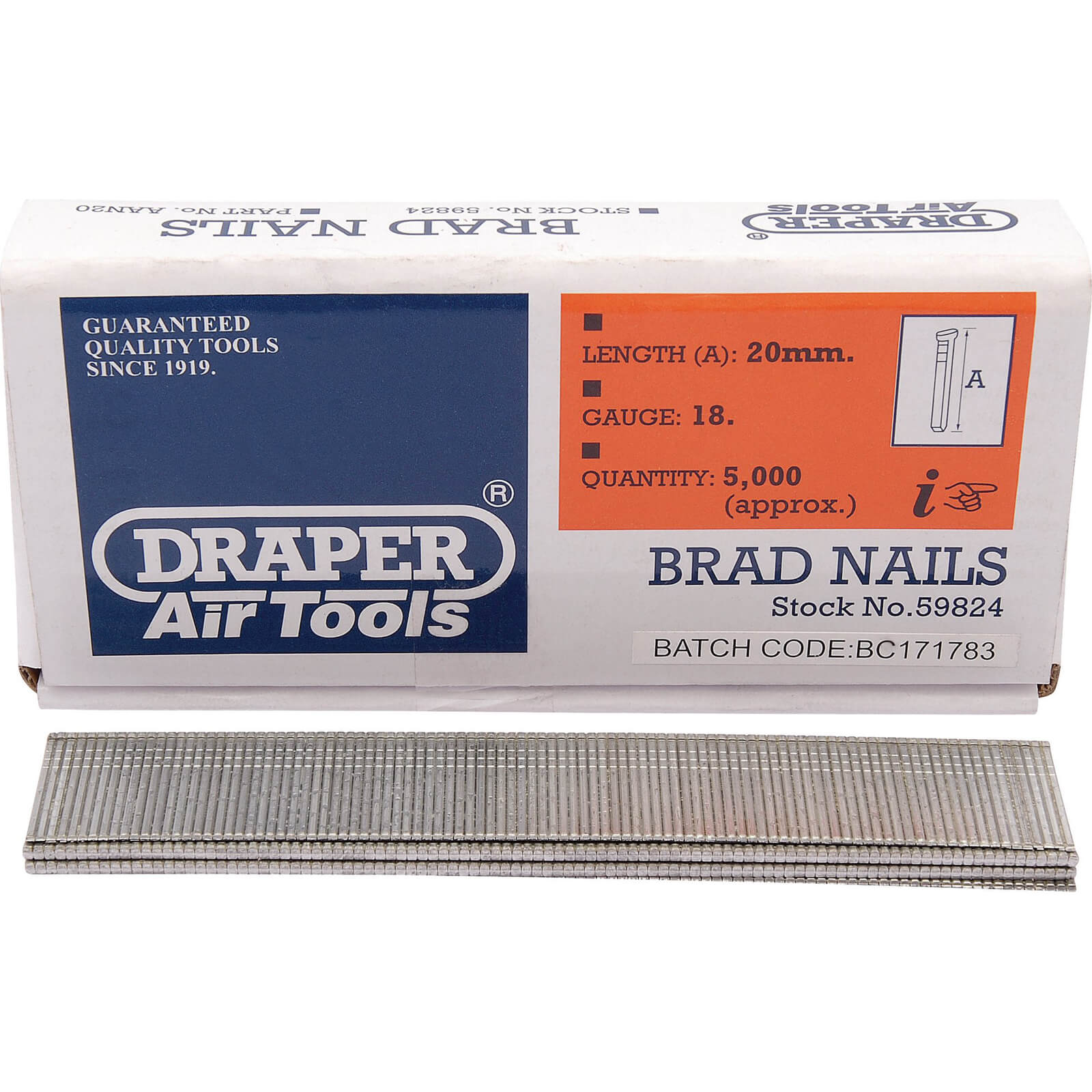 Photo of Draper 18 Gauge Brad Nails 20mm Pack Of 5000