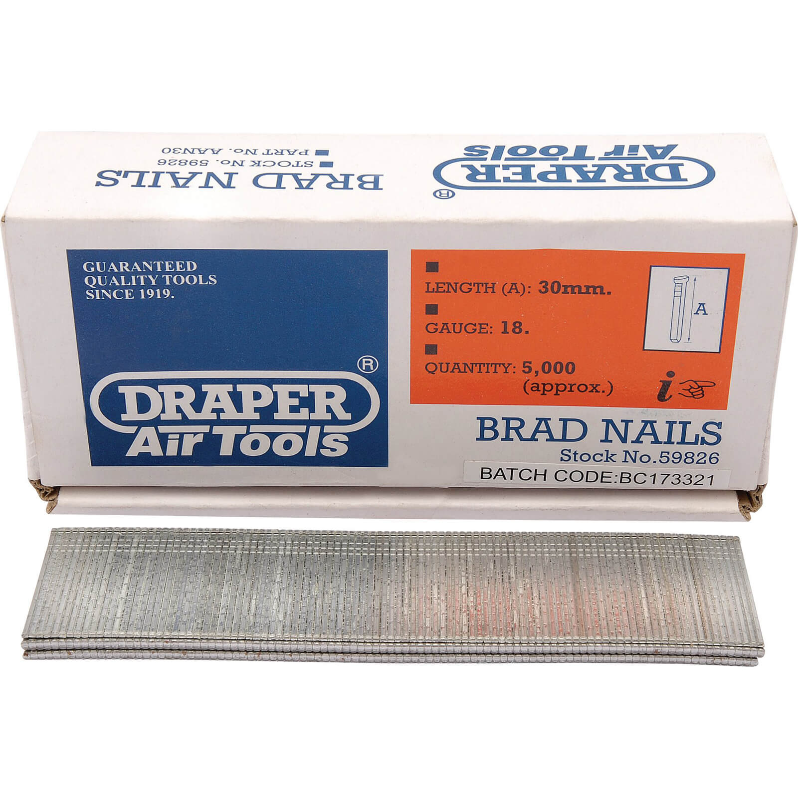 Photo of Draper 18 Gauge Brad Nails 30mm Pack Of 5000