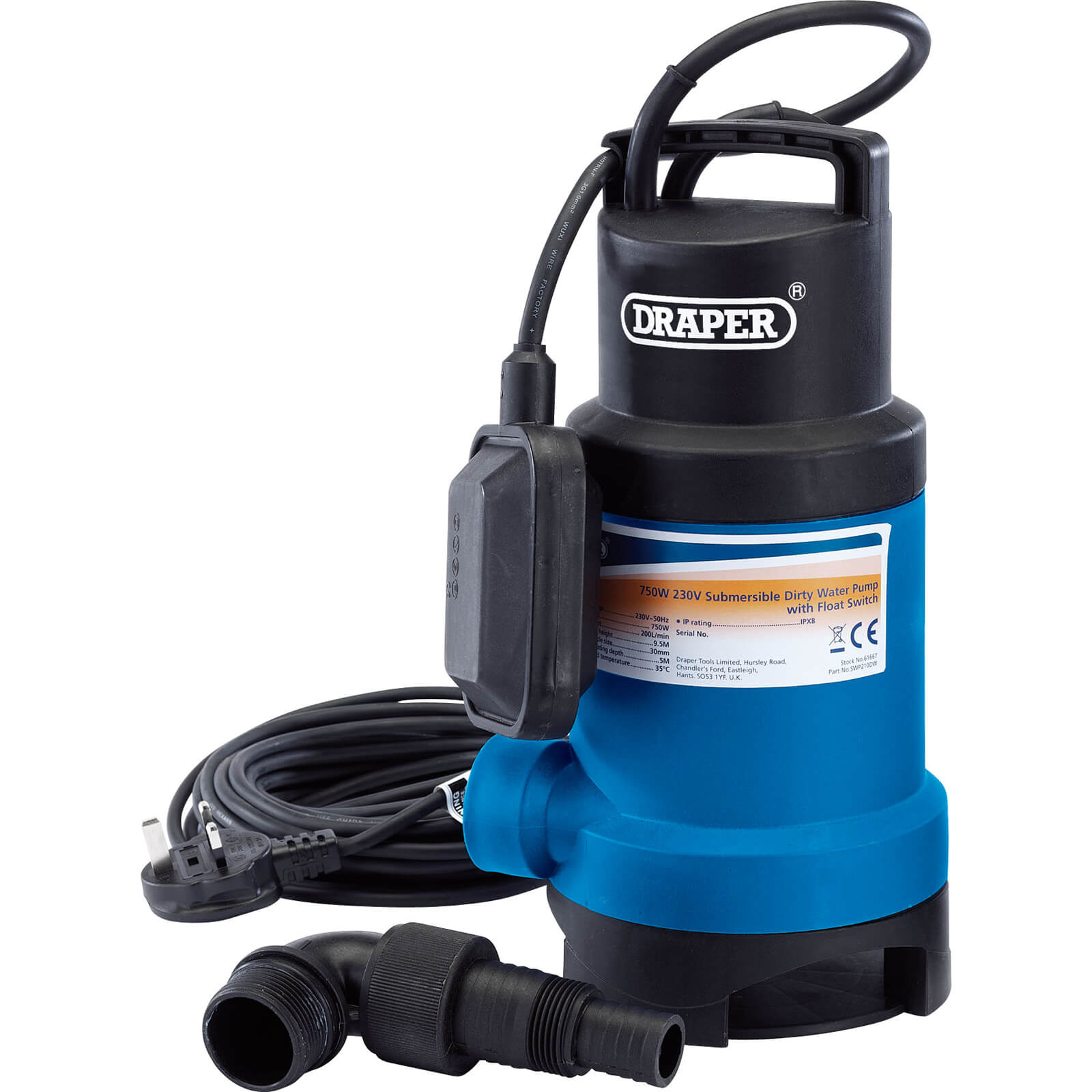 Photo of Draper Swp210dw Submersible Dirty Water Pump 240v