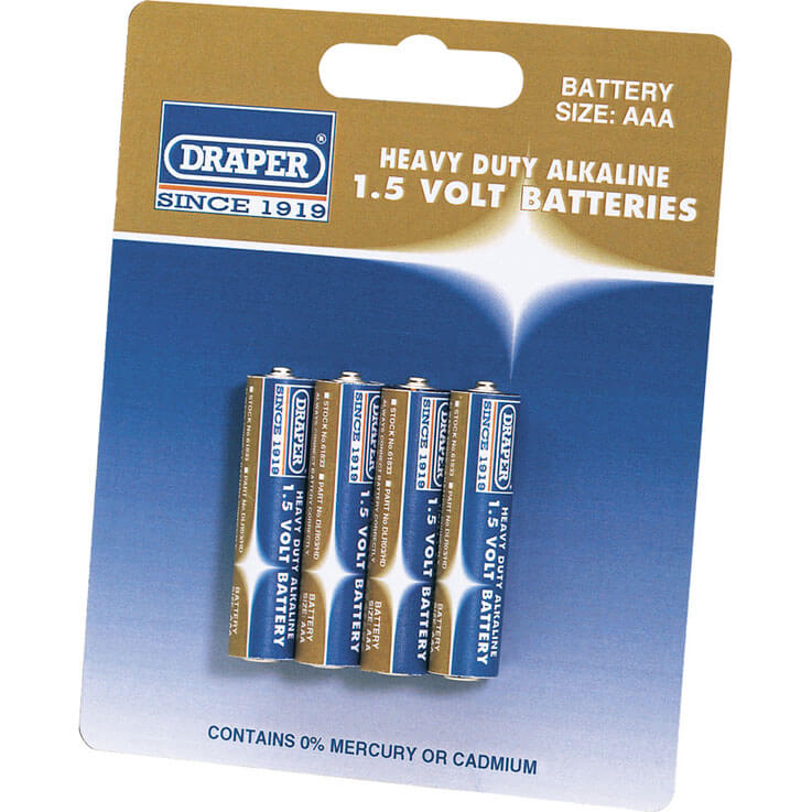 Photo of Draper Heavy Duty Aaa Alkaline Batteries Pack Of 4