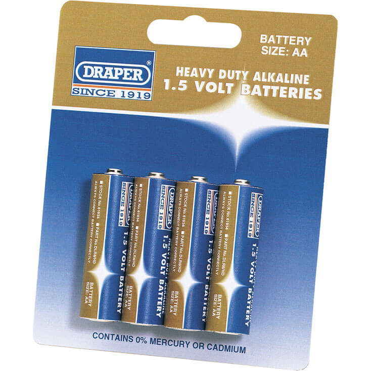 Photo of Draper Heavy Duty Aa Alkaline Batteries Pack Of 4