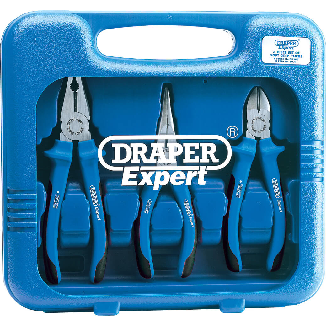 Photo of Draper Expert 3 Piece Soft Grip Heavy Duty Plier Set