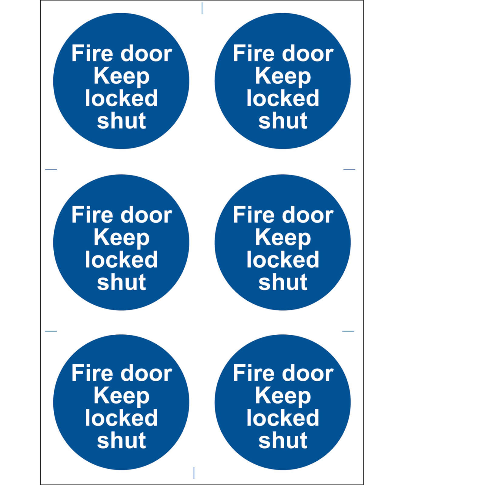 Photo of Draper Fire Door Keep Locked Sign Pack Of 6 100mm 100mm Standard
