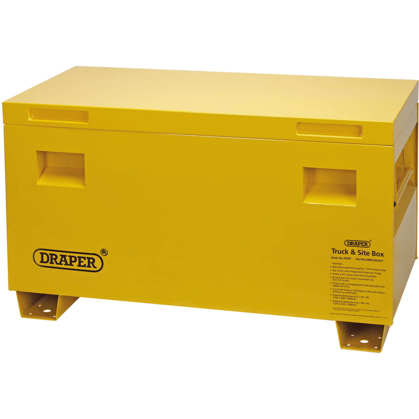 Photo of Draper Contractors Site Storage Box Yellow 905mm 425mm 400mm